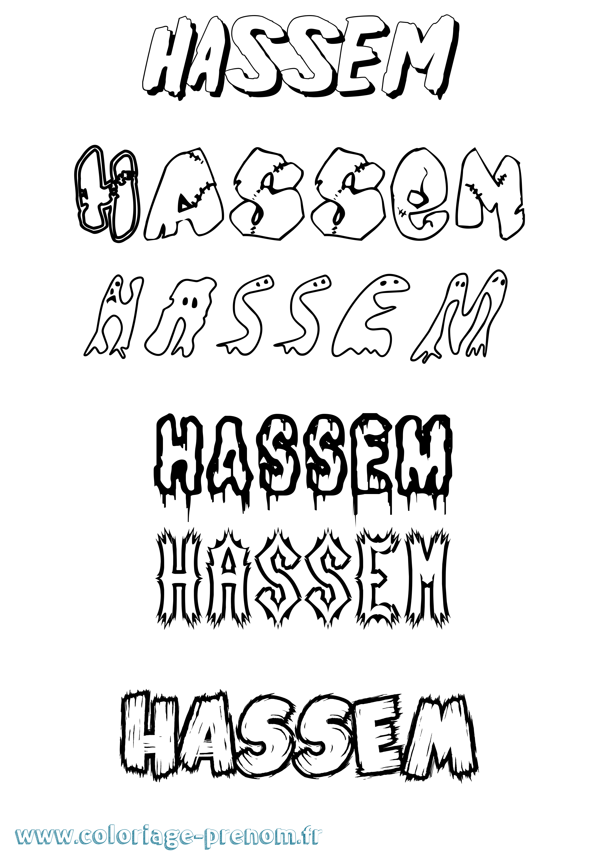 Coloriage Hassem Frisson Coloriage prénom Hassem Frisson