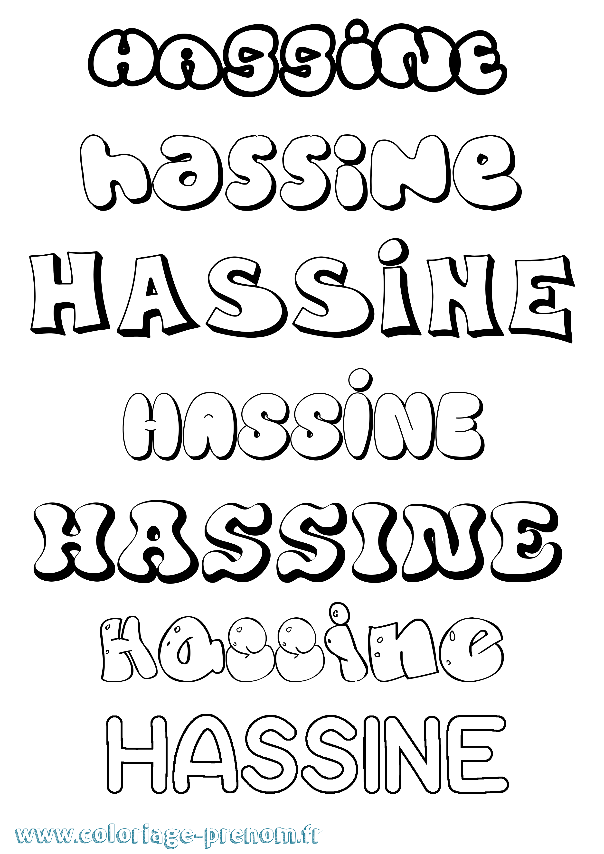 Coloriage Hassine Bubble Coloriage prénom Hassine Bubble