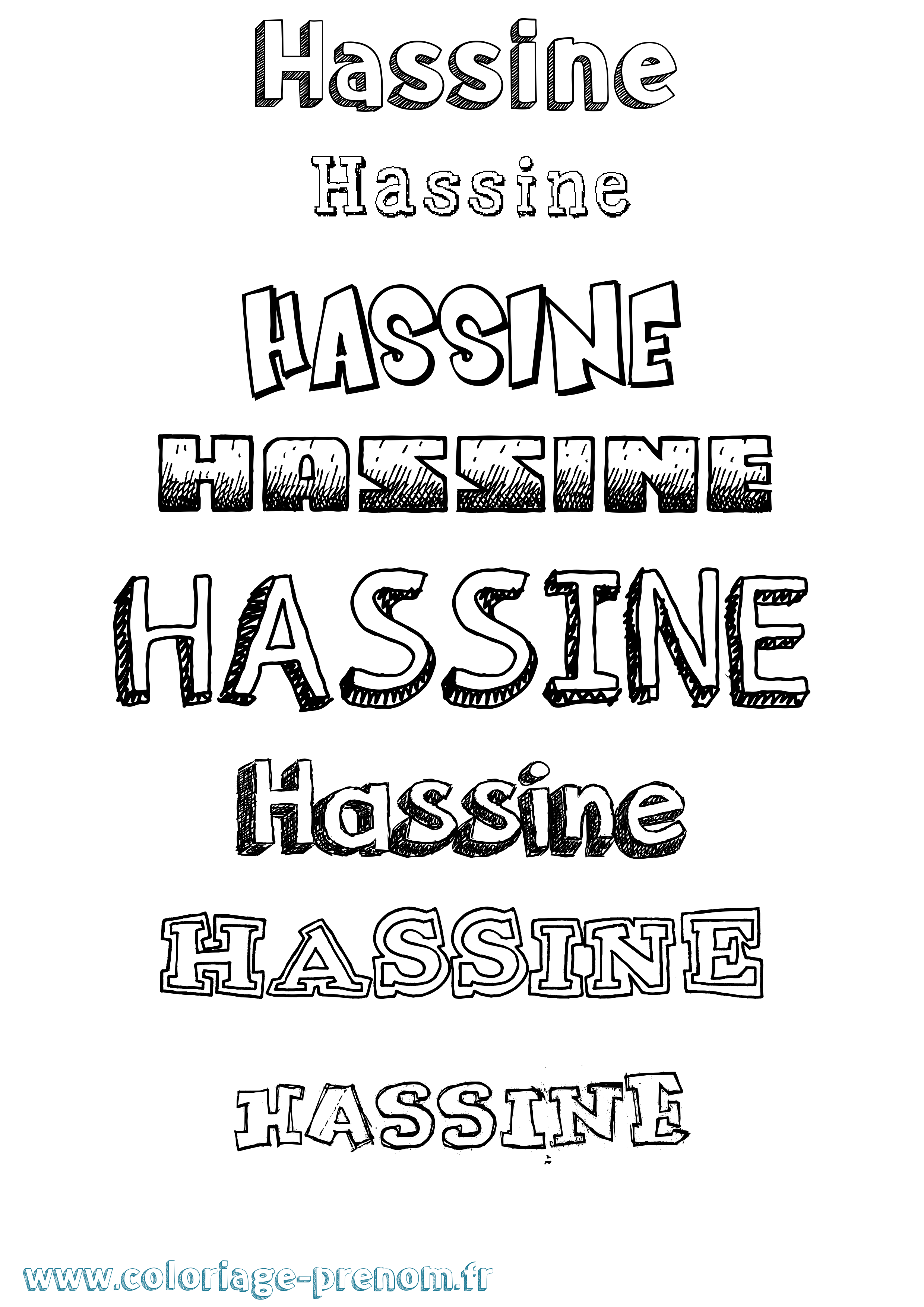 Coloriage Hassine Dessiné Coloriage prénom Hassine Dessiné