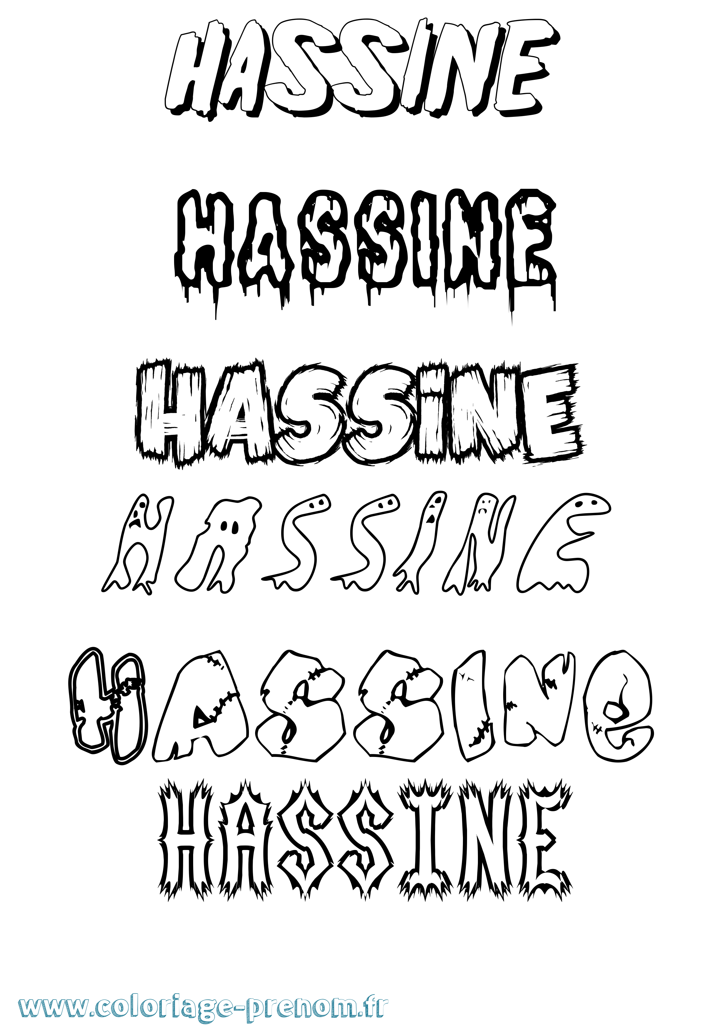 Coloriage Hassine Frisson Coloriage prénom Hassine Frisson