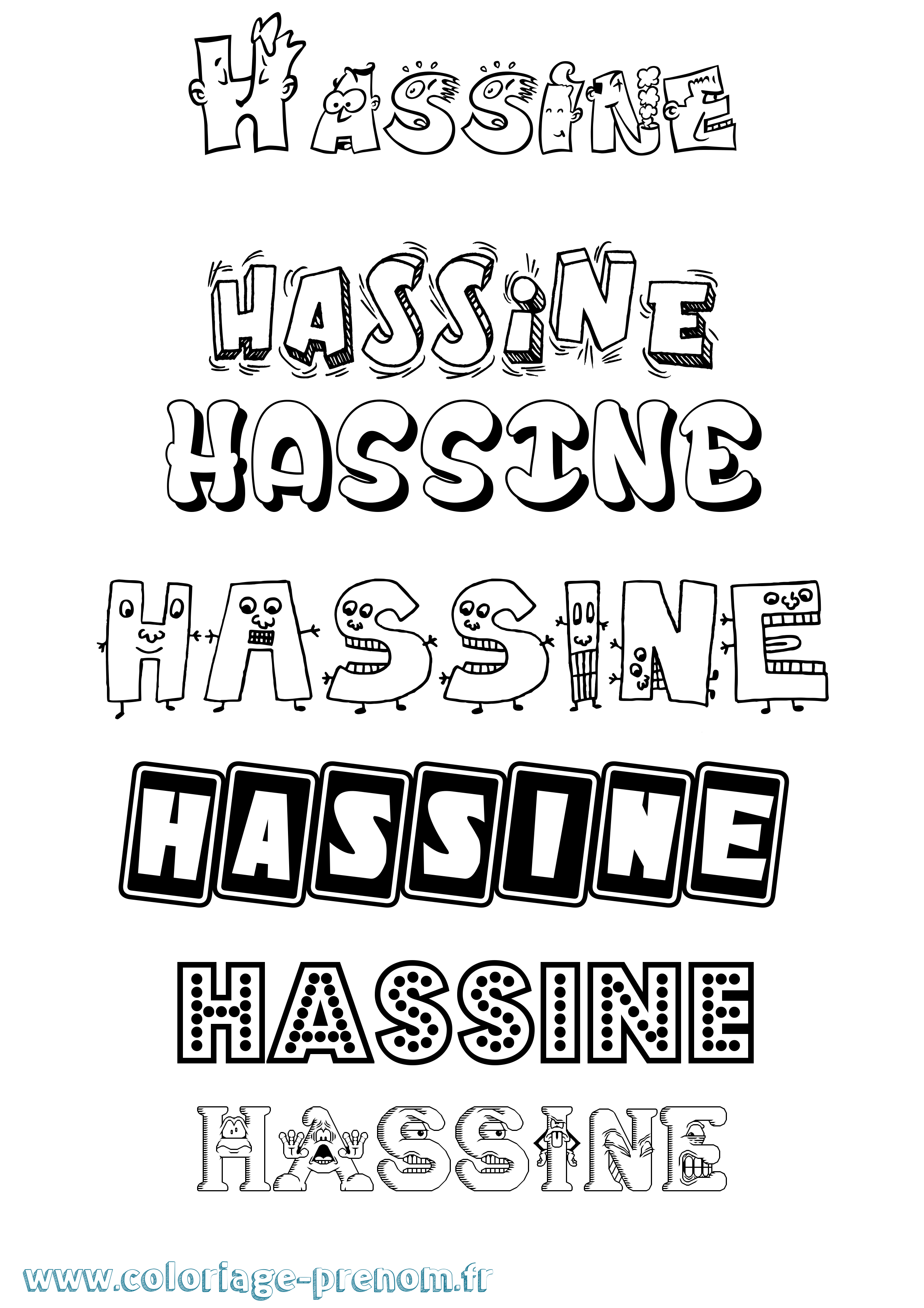 Coloriage Hassine Fun Coloriage prénom Hassine Fun