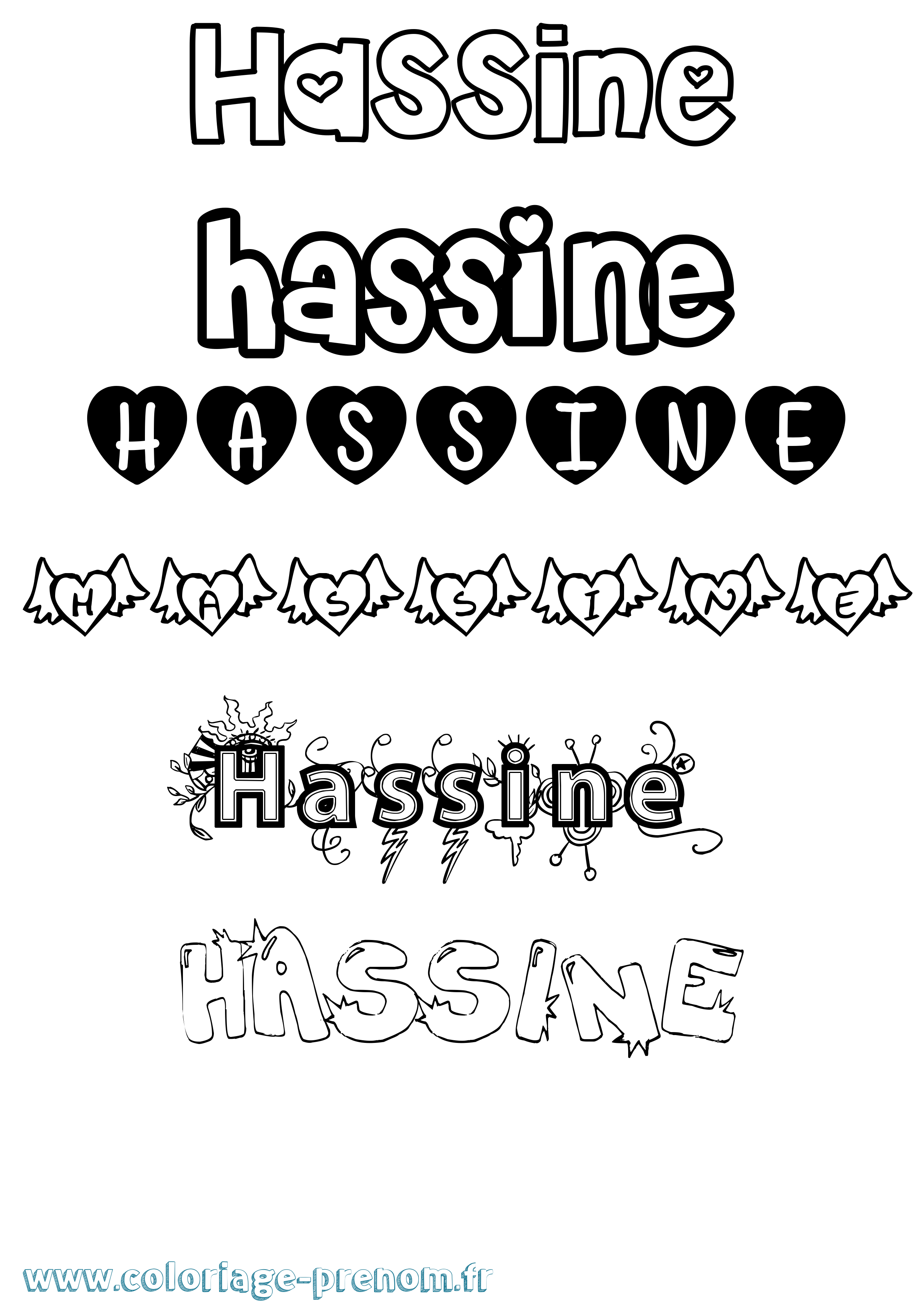 Coloriage Hassine Girly Coloriage prénom Hassine Girly