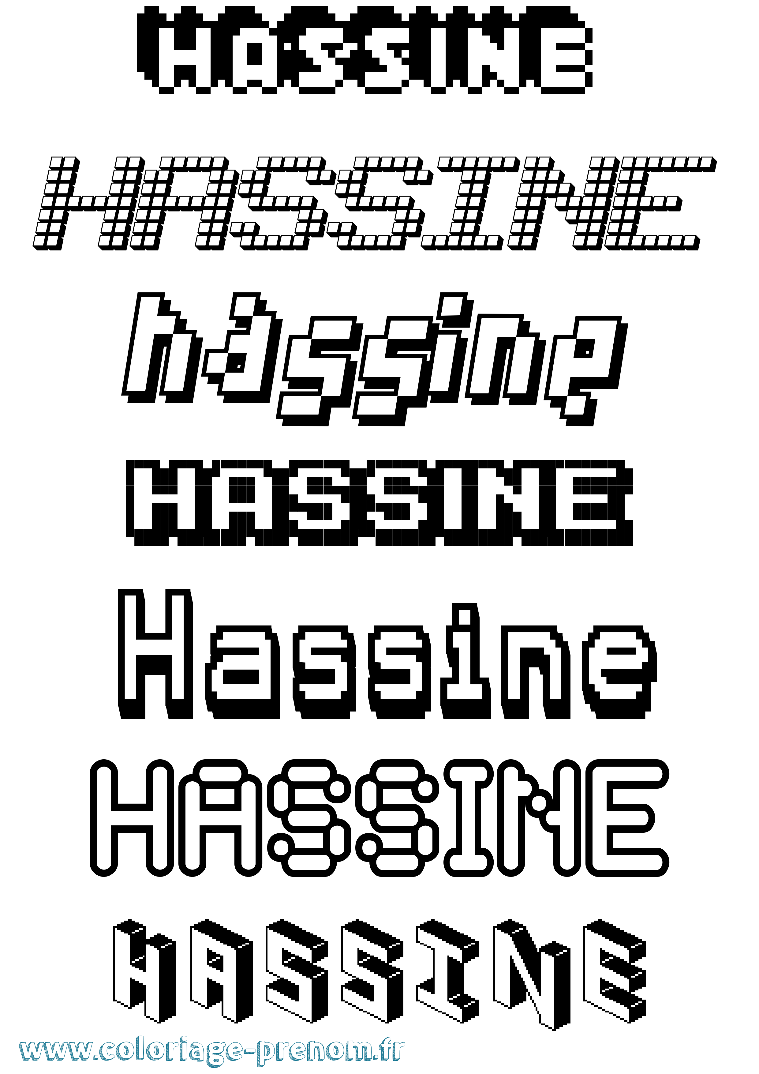 Coloriage Hassine Pixel Coloriage prénom Hassine Pixel