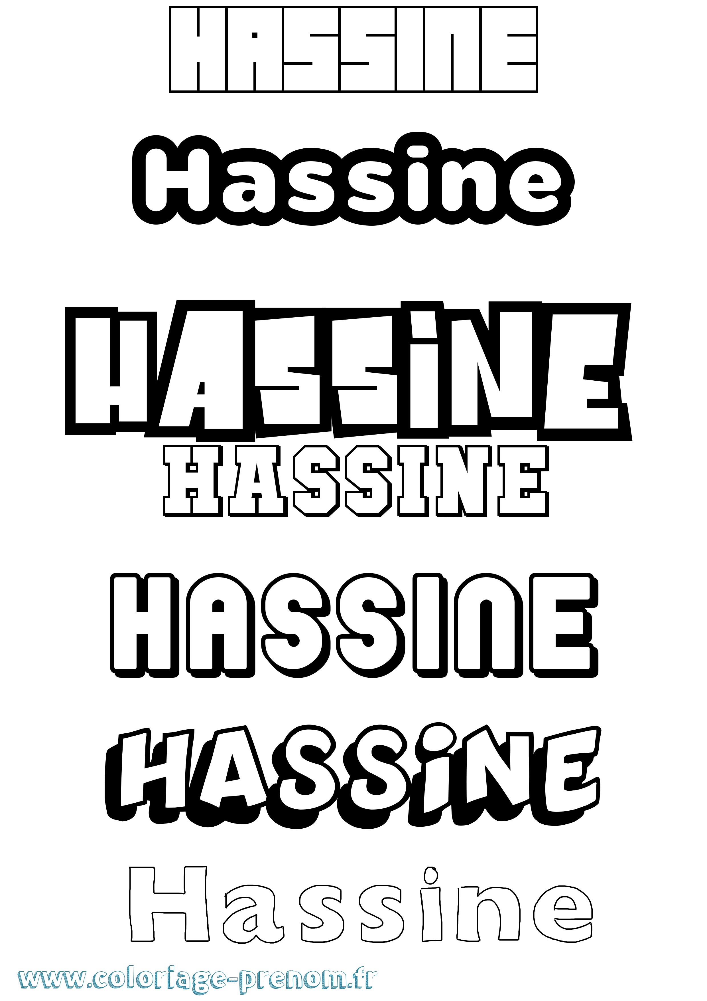 Coloriage Hassine Simple Coloriage prénom Hassine Simple