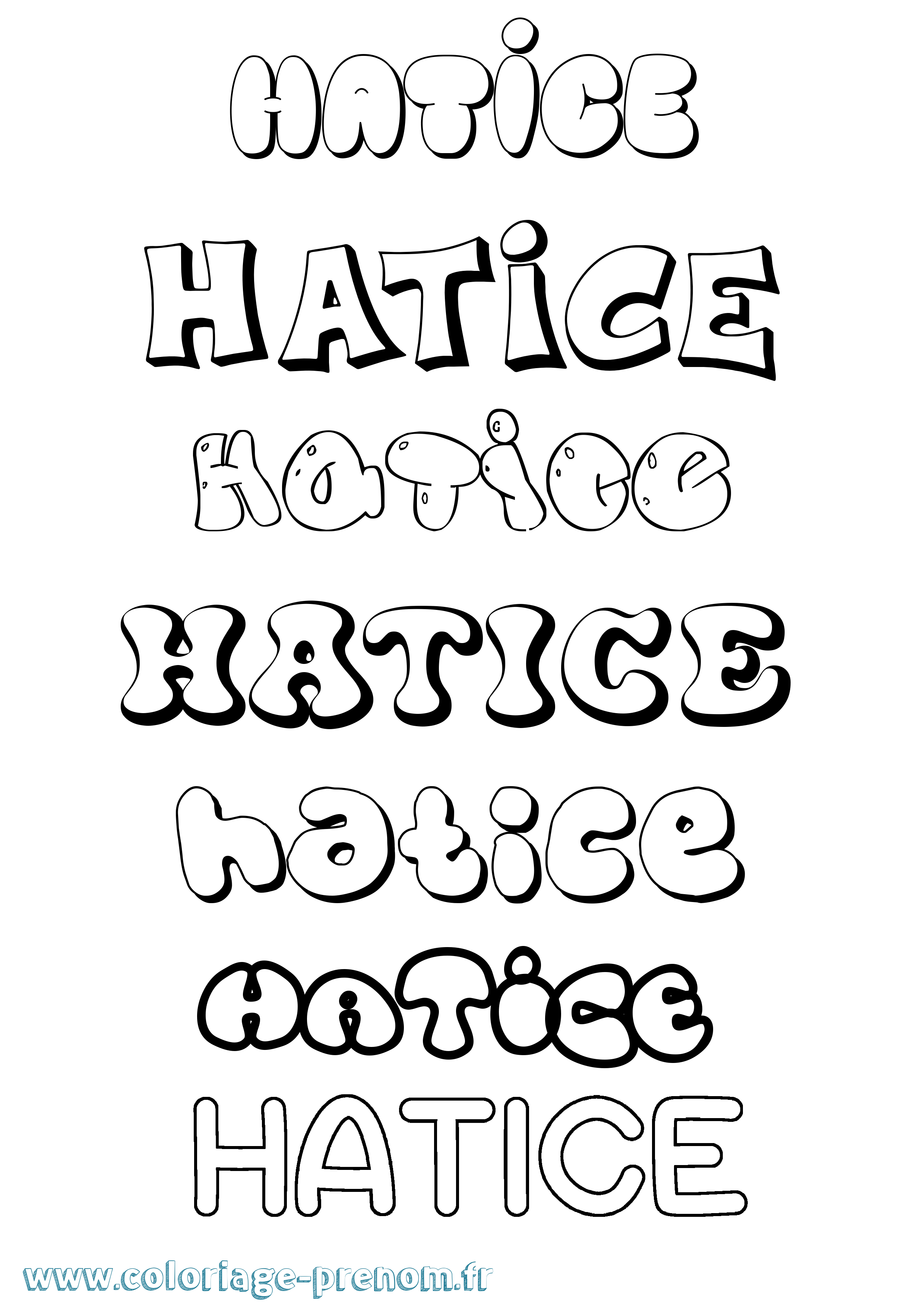 Coloriage Hatice Bubble Coloriage prénom Hatice Bubble