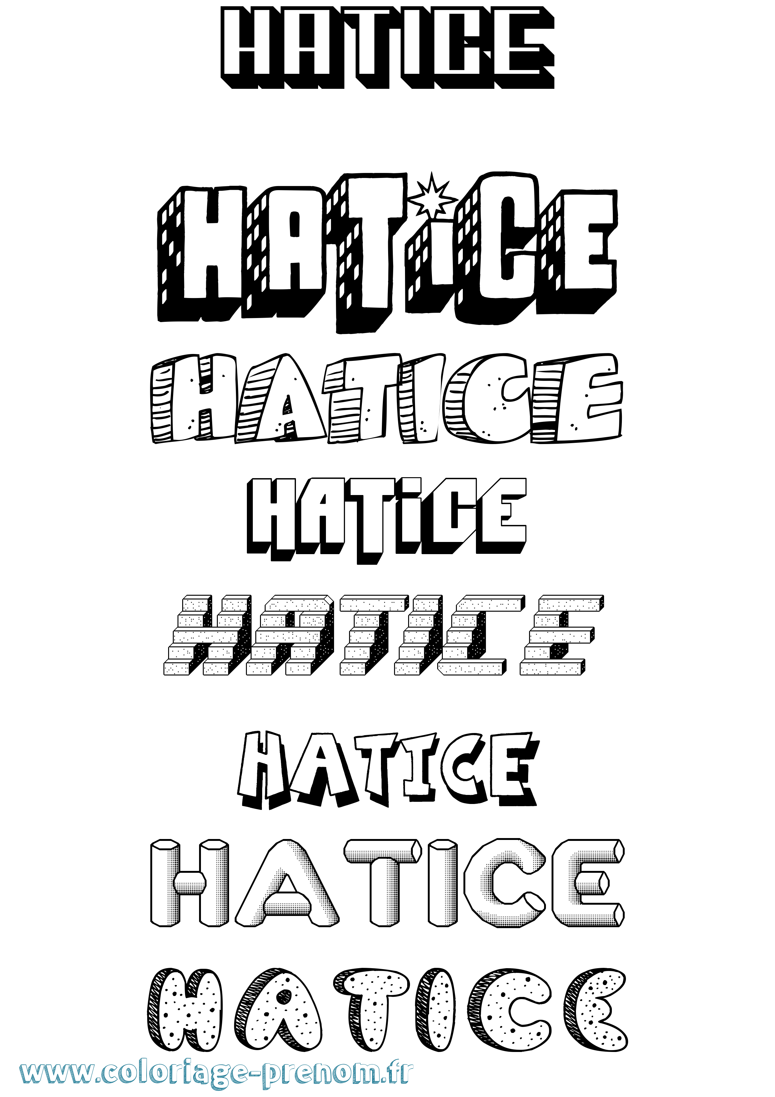 Coloriage Hatice Effet 3D Coloriage prénom Hatice Effet 3D