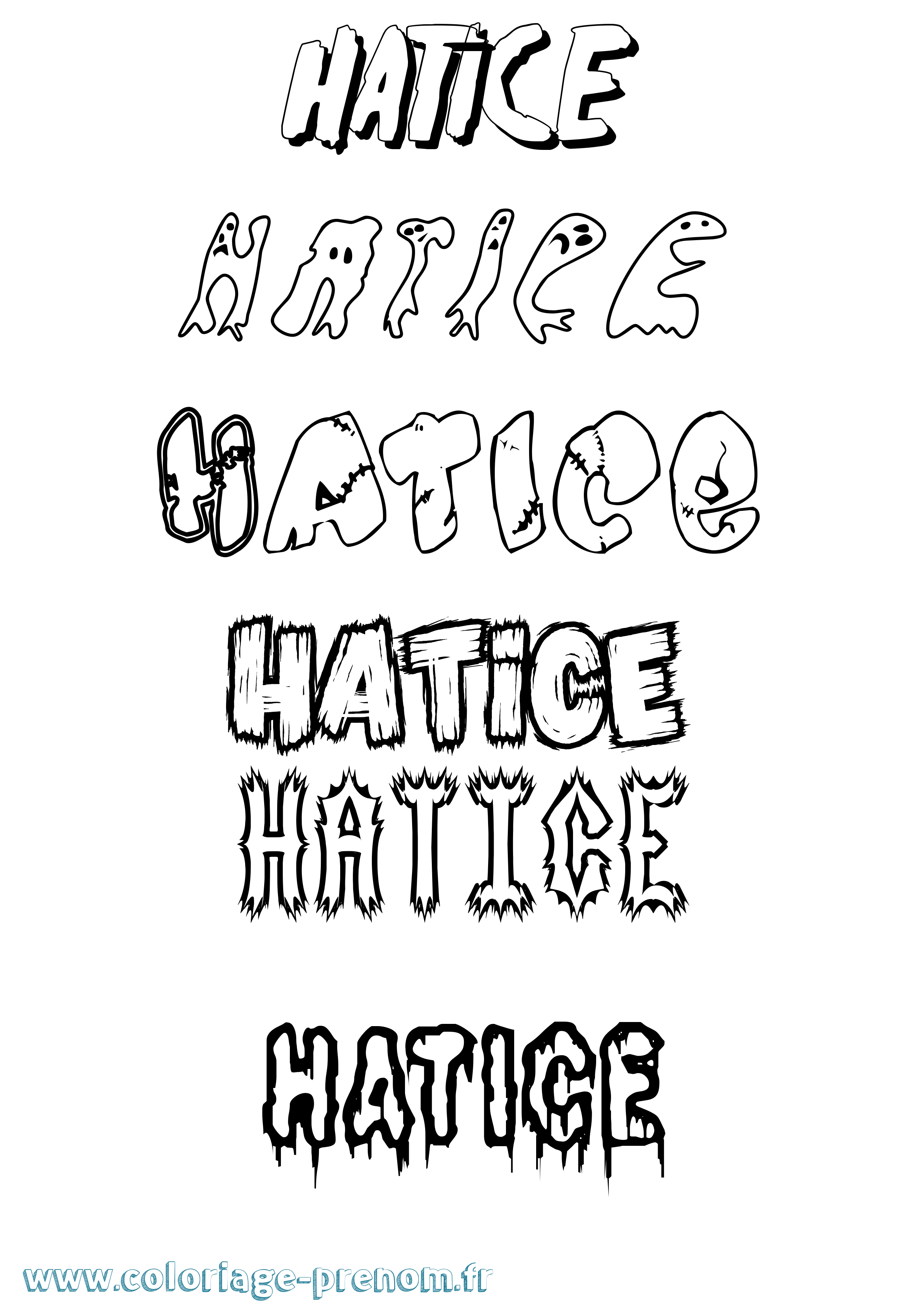 Coloriage Hatice Frisson Coloriage prénom Hatice Frisson