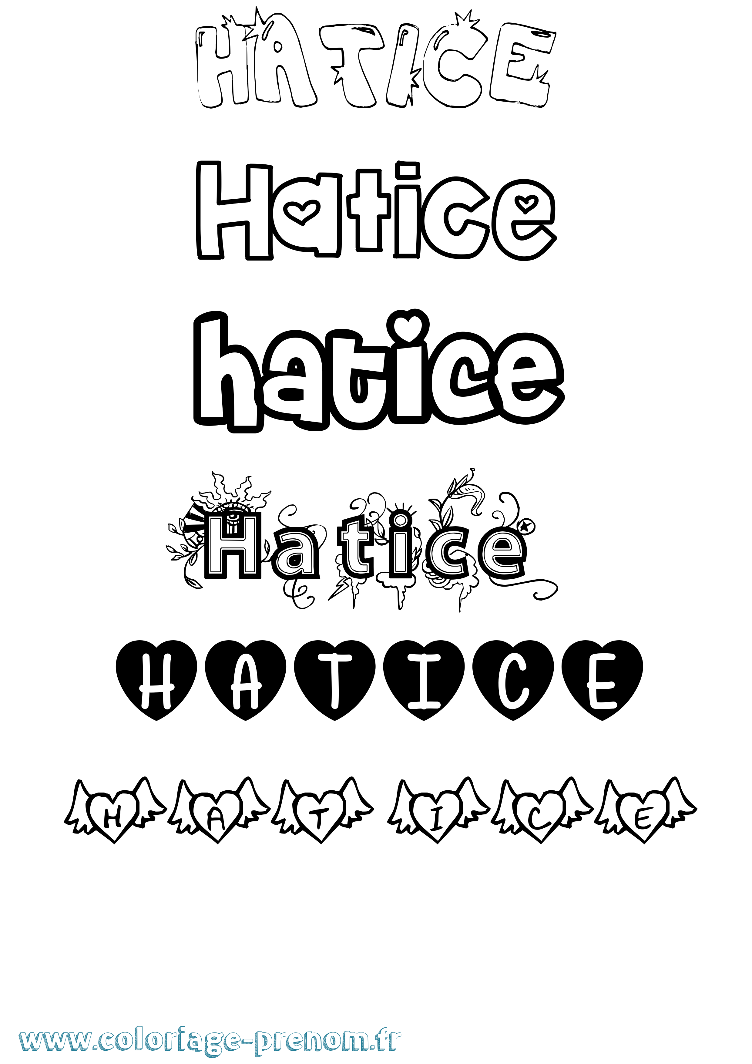 Coloriage Hatice Girly Coloriage prénom Hatice Girly