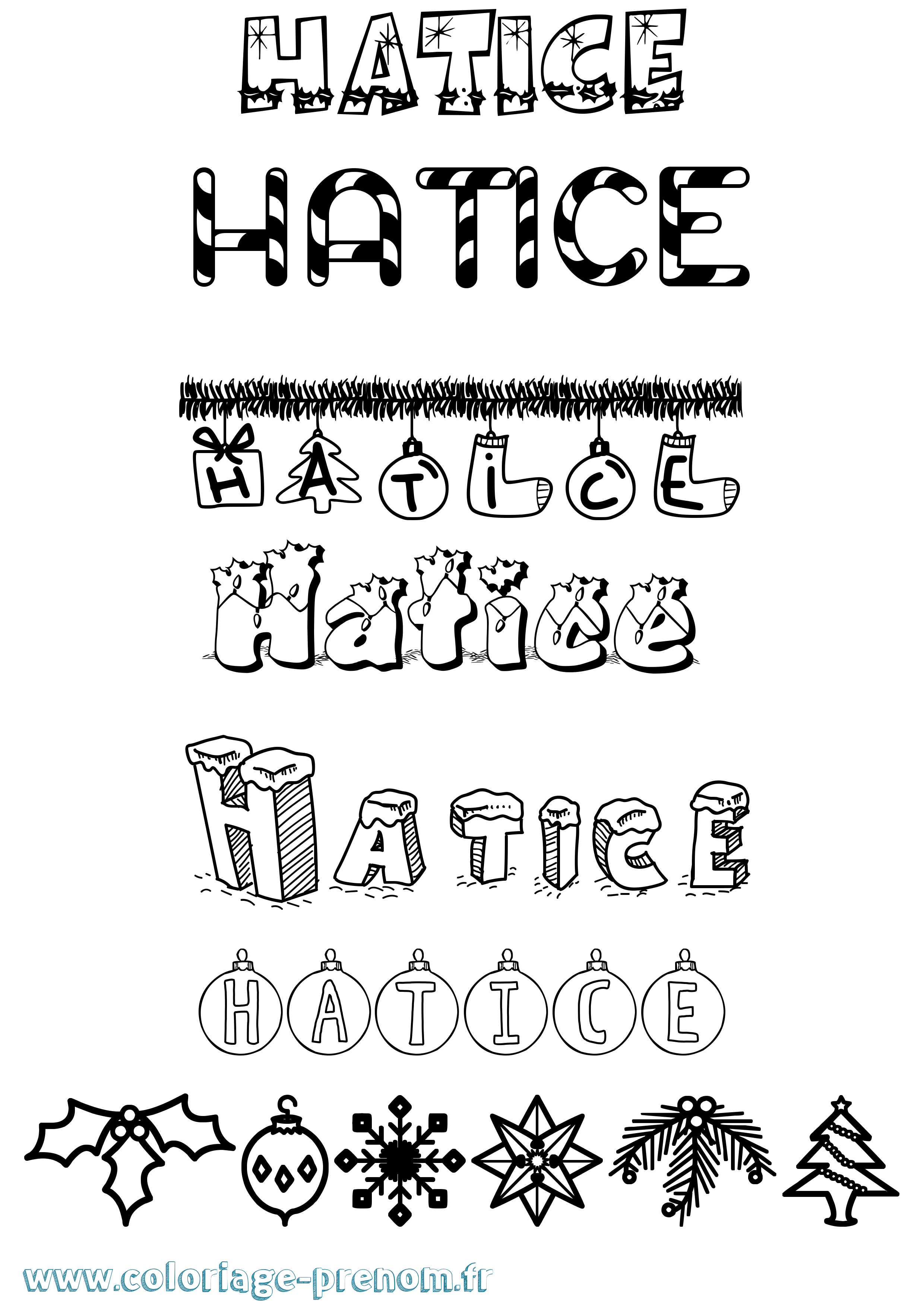 Coloriage Hatice Noël Coloriage prénom Hatice Noël