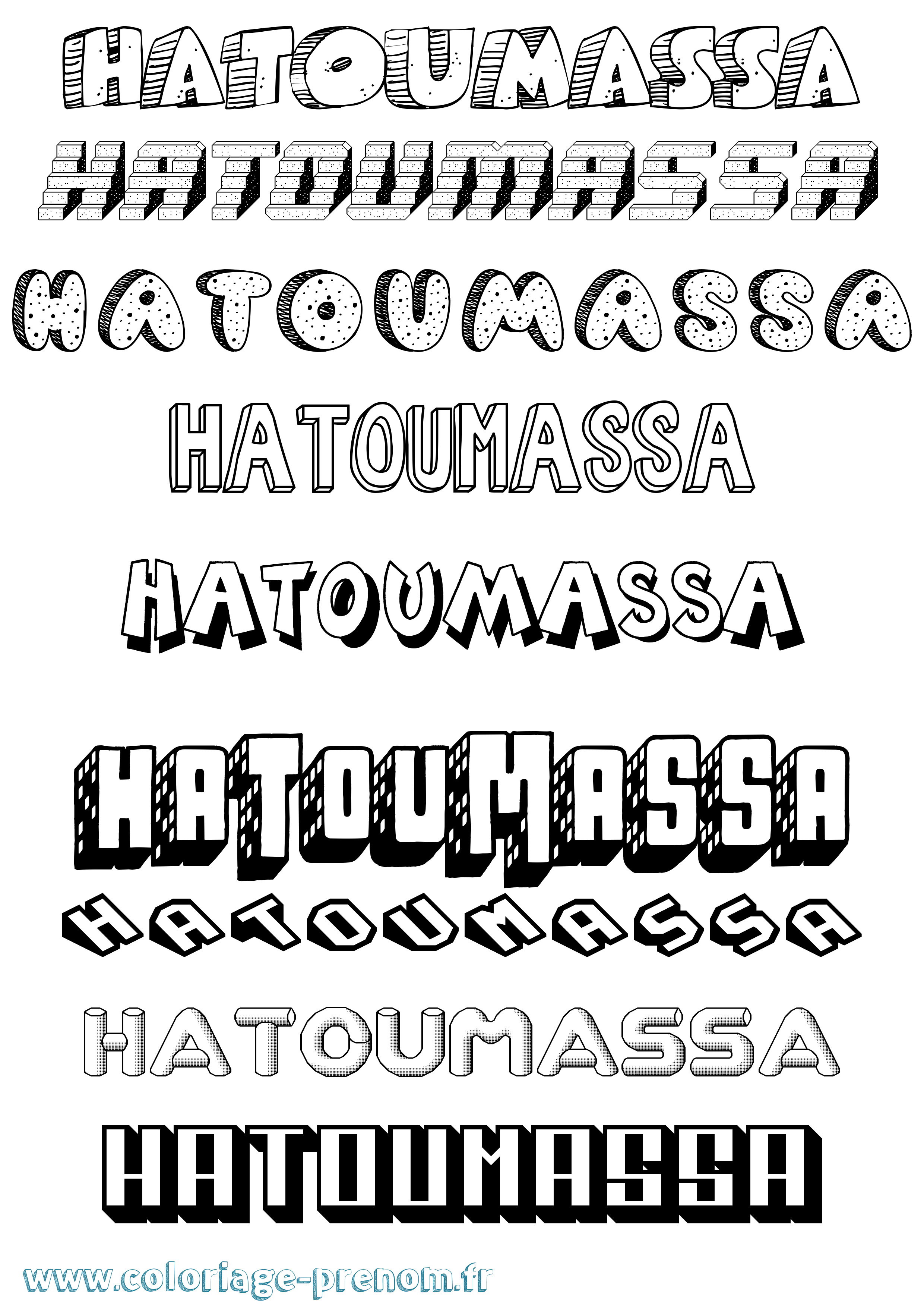 Coloriage Hatoumassa Effet 3D Coloriage prénom Hatoumassa Effet 3D