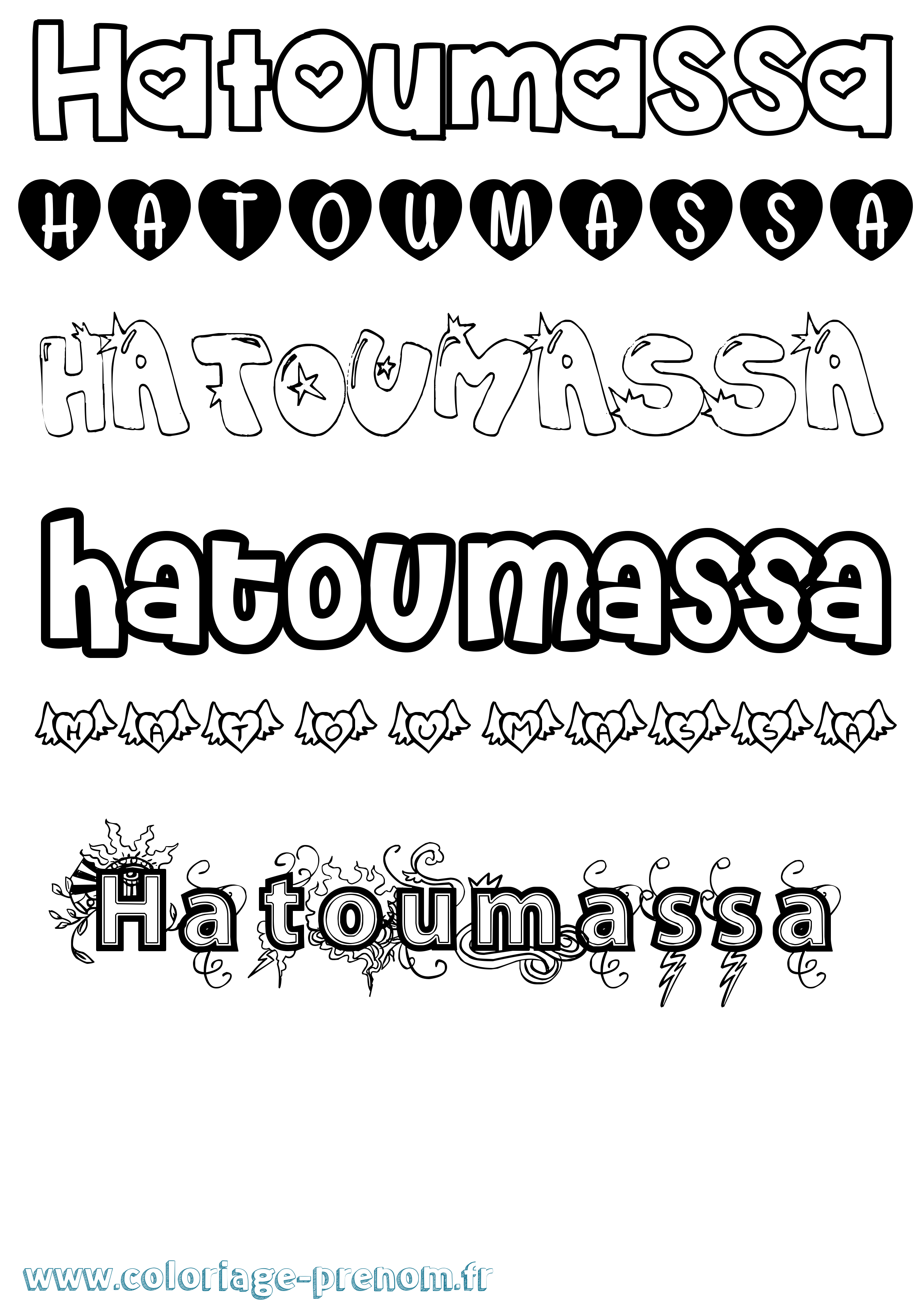Coloriage Hatoumassa Girly Coloriage prénom Hatoumassa Girly