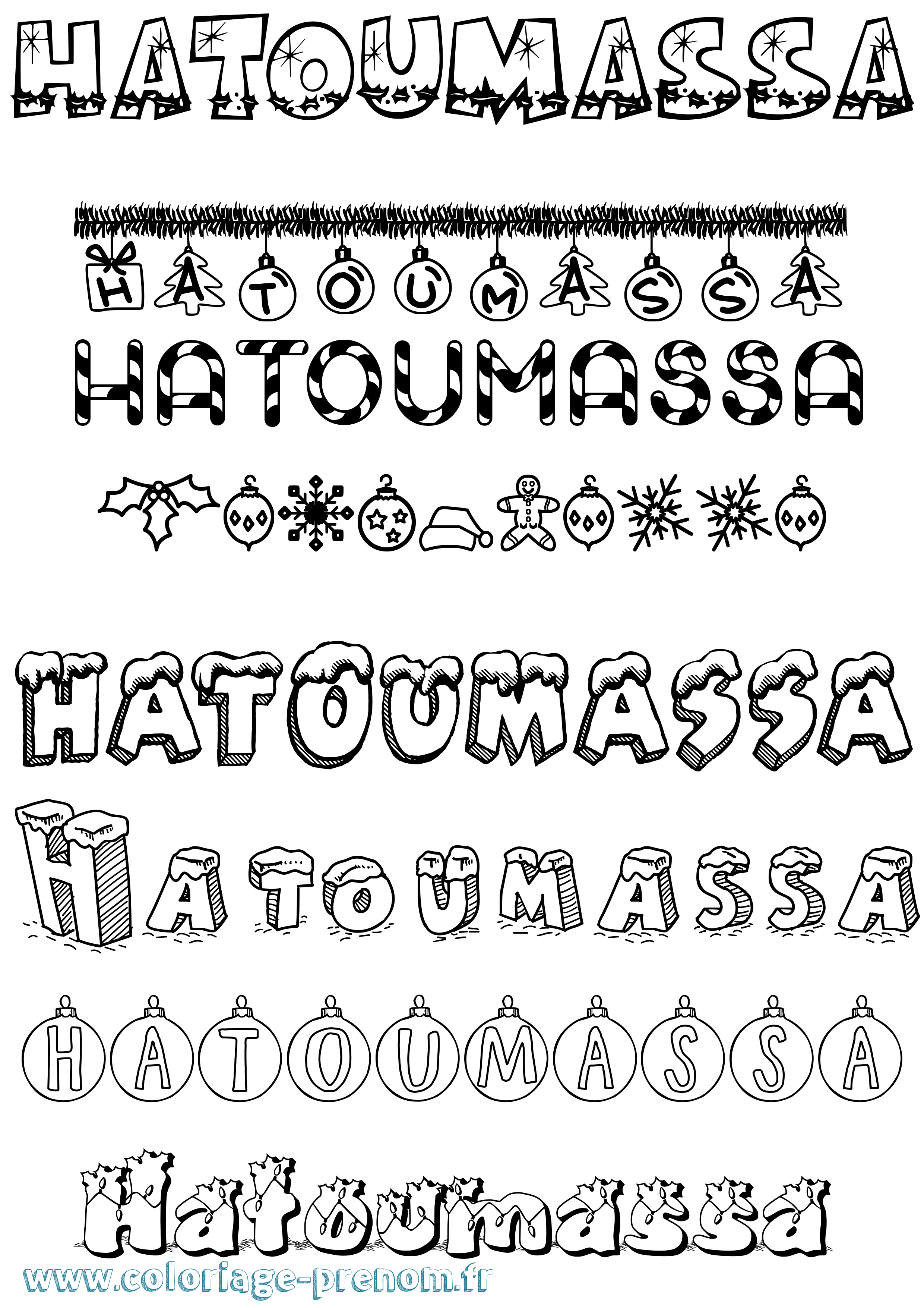 Coloriage Hatoumassa Noël Coloriage prénom Hatoumassa Noël