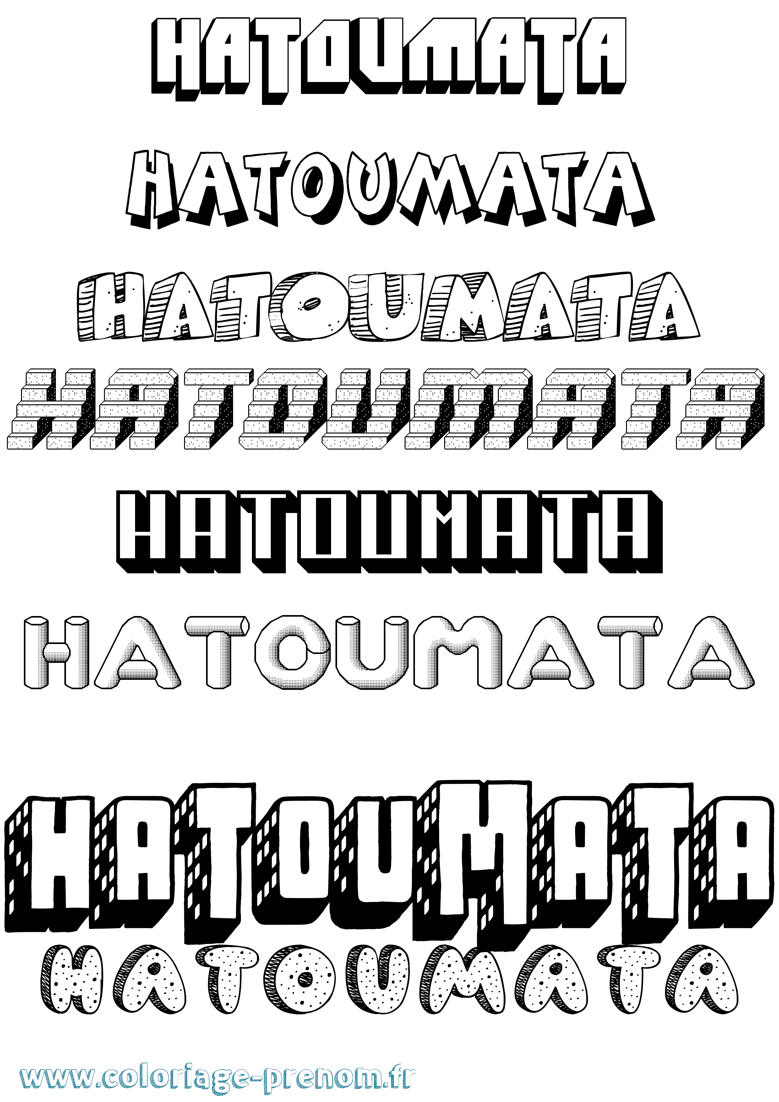 Coloriage Hatoumata Effet 3D Coloriage prénom Hatoumata Effet 3D