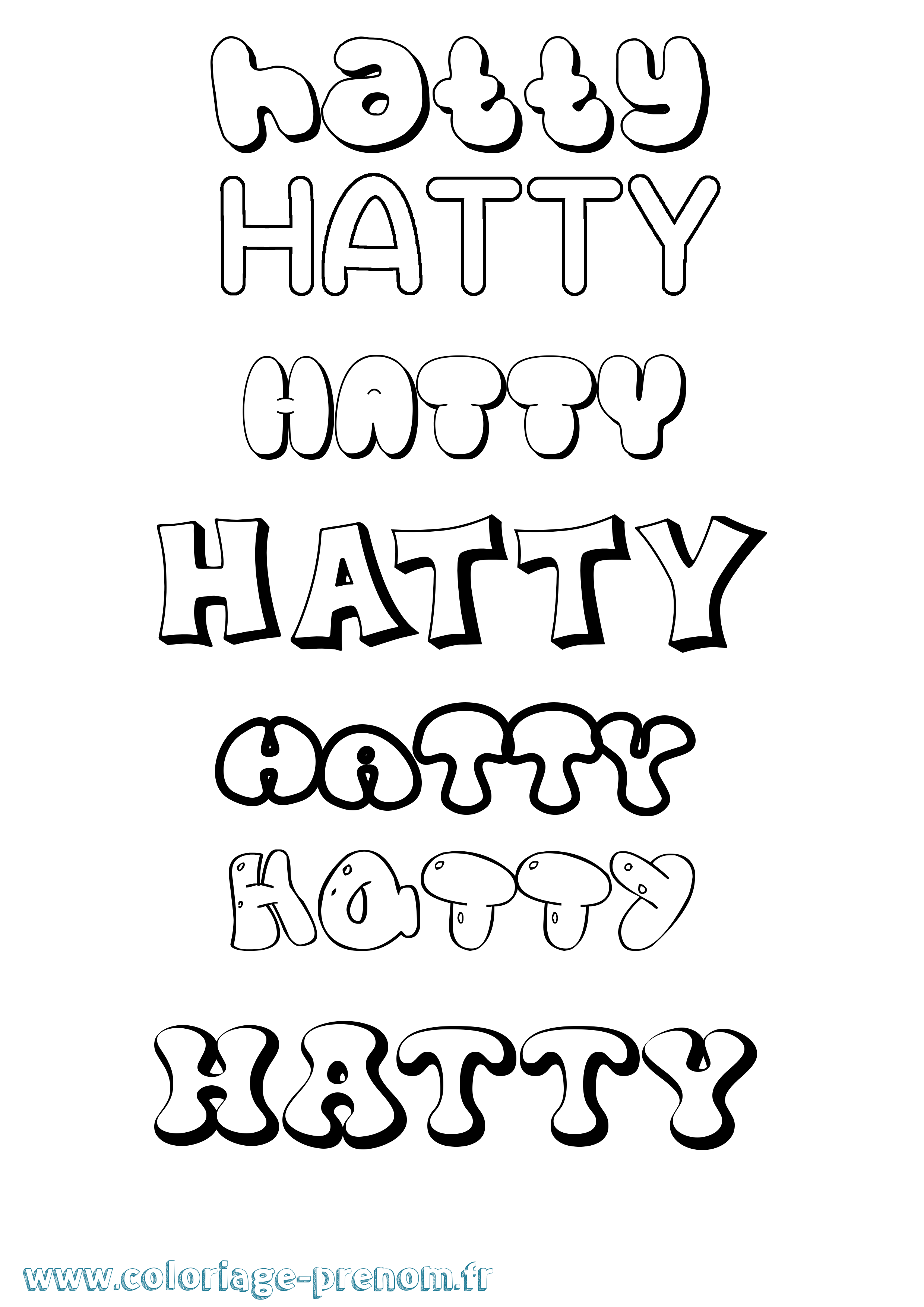 Coloriage Hatty Bubble Coloriage prénom Hatty Bubble