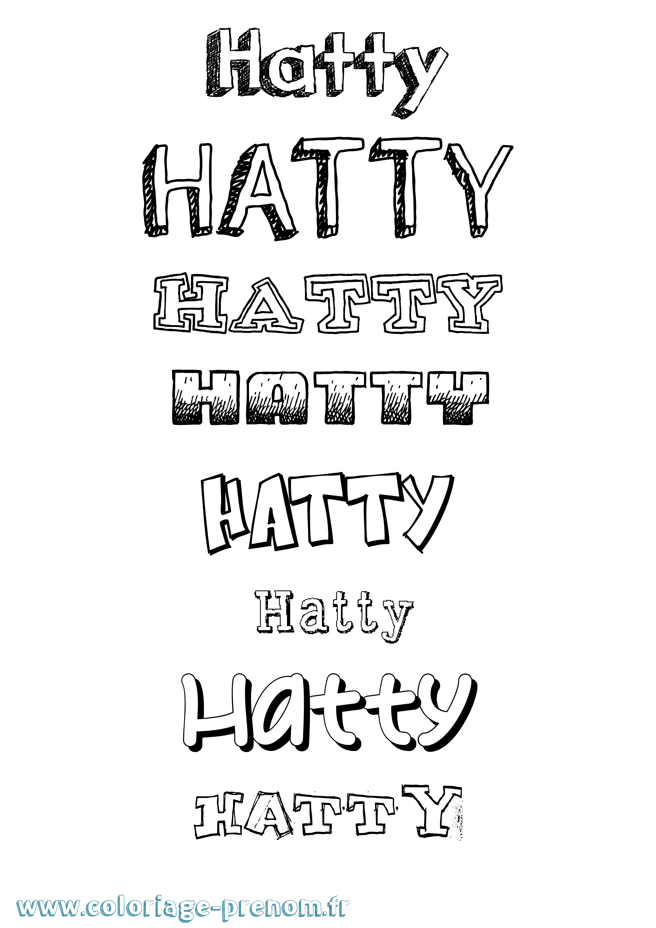 Coloriage Hatty Dessiné Coloriage prénom Hatty Dessiné