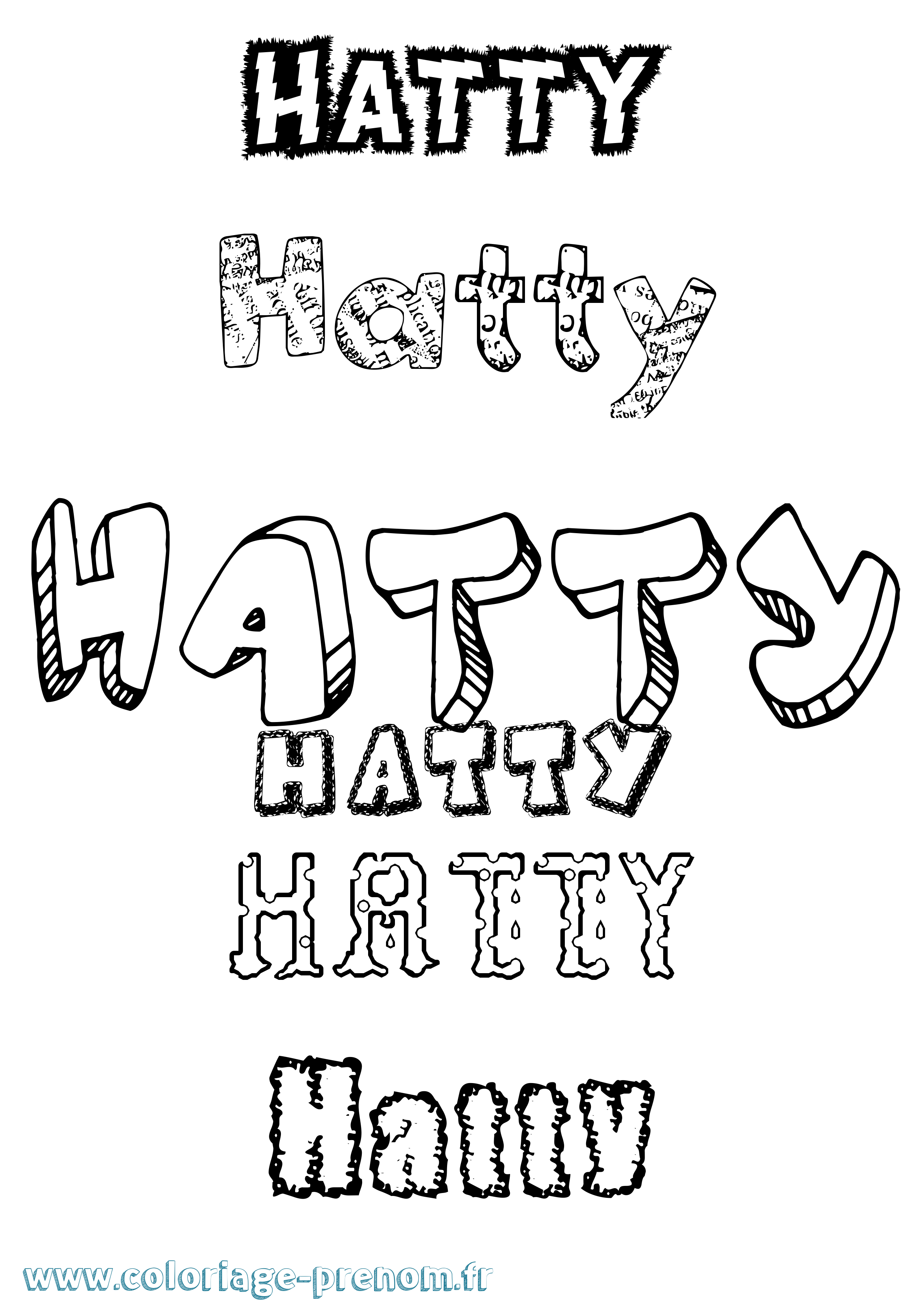 Coloriage Hatty Destructuré Coloriage prénom Hatty Destructuré