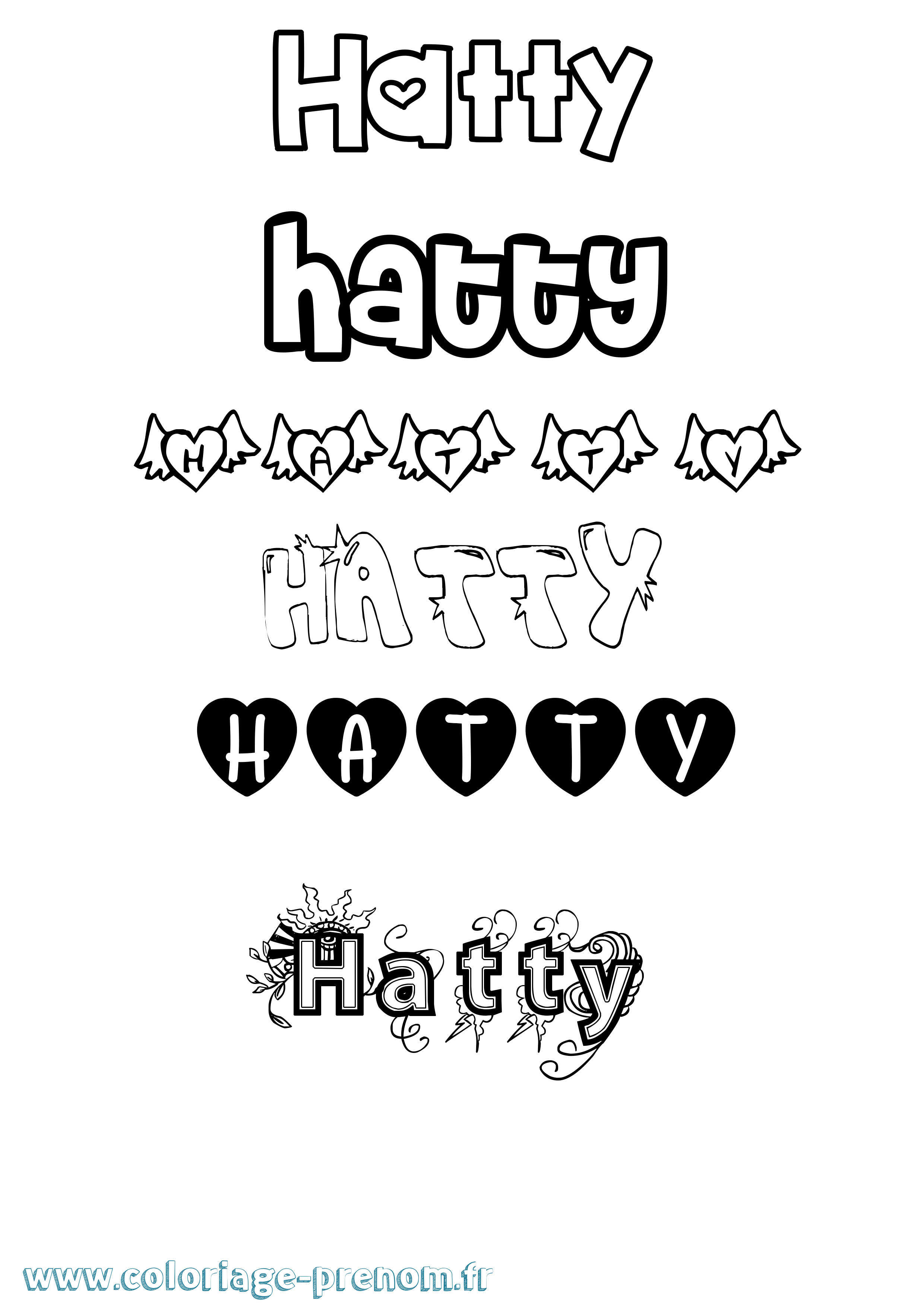 Coloriage Hatty Girly Coloriage prénom Hatty Girly
