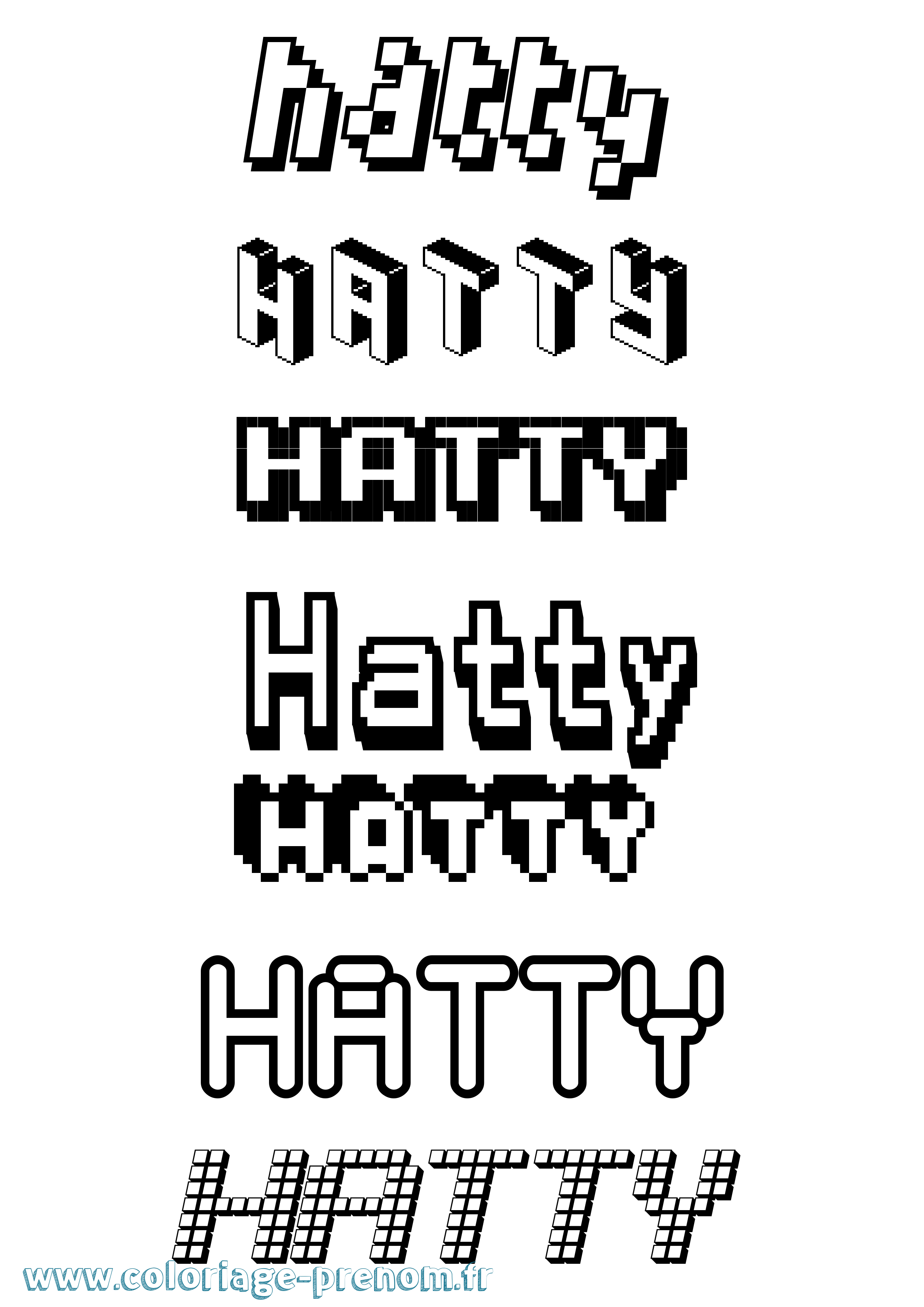 Coloriage Hatty Pixel Coloriage prénom Hatty Pixel