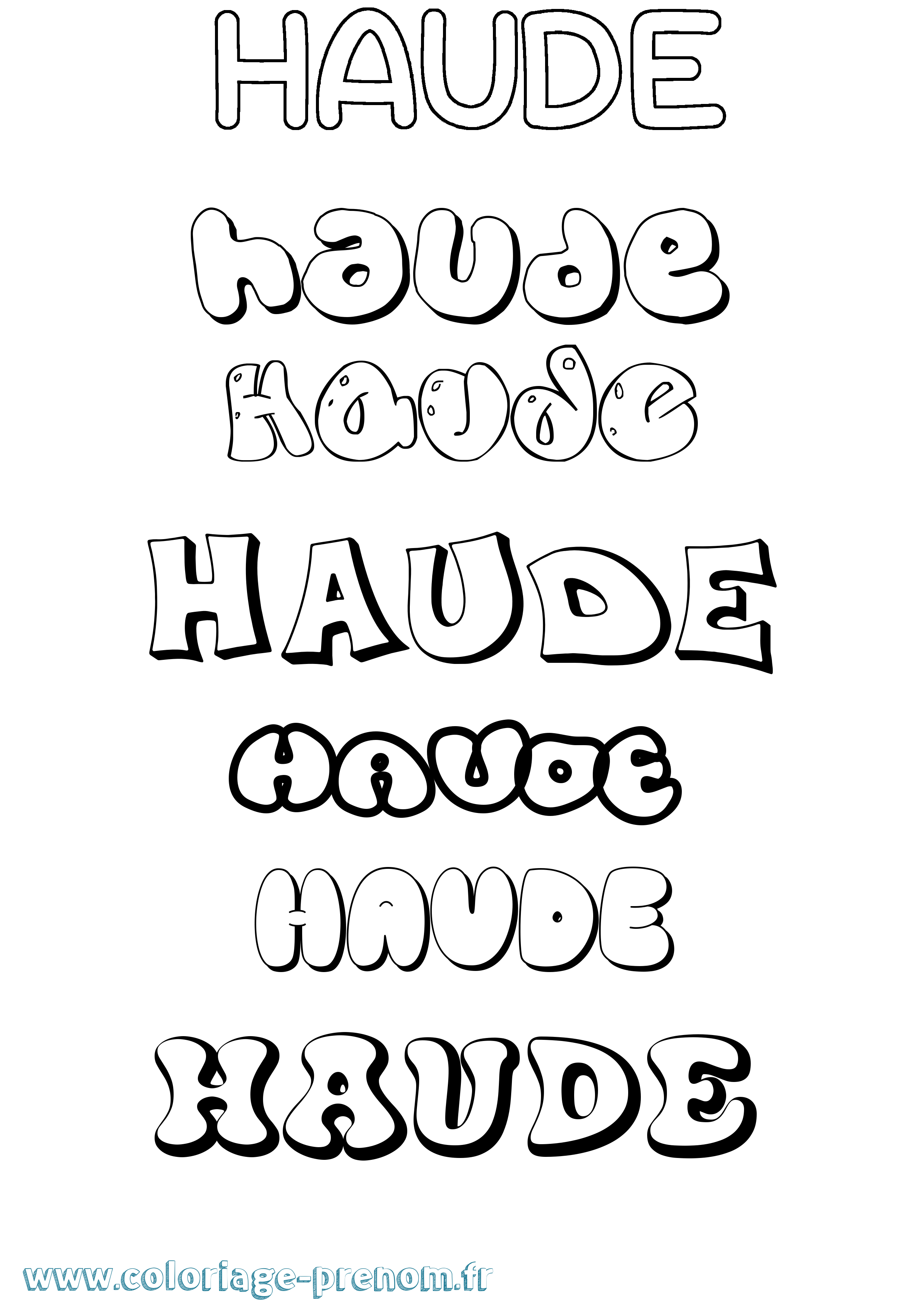 Coloriage Haude Bubble Coloriage prénom Haude Bubble