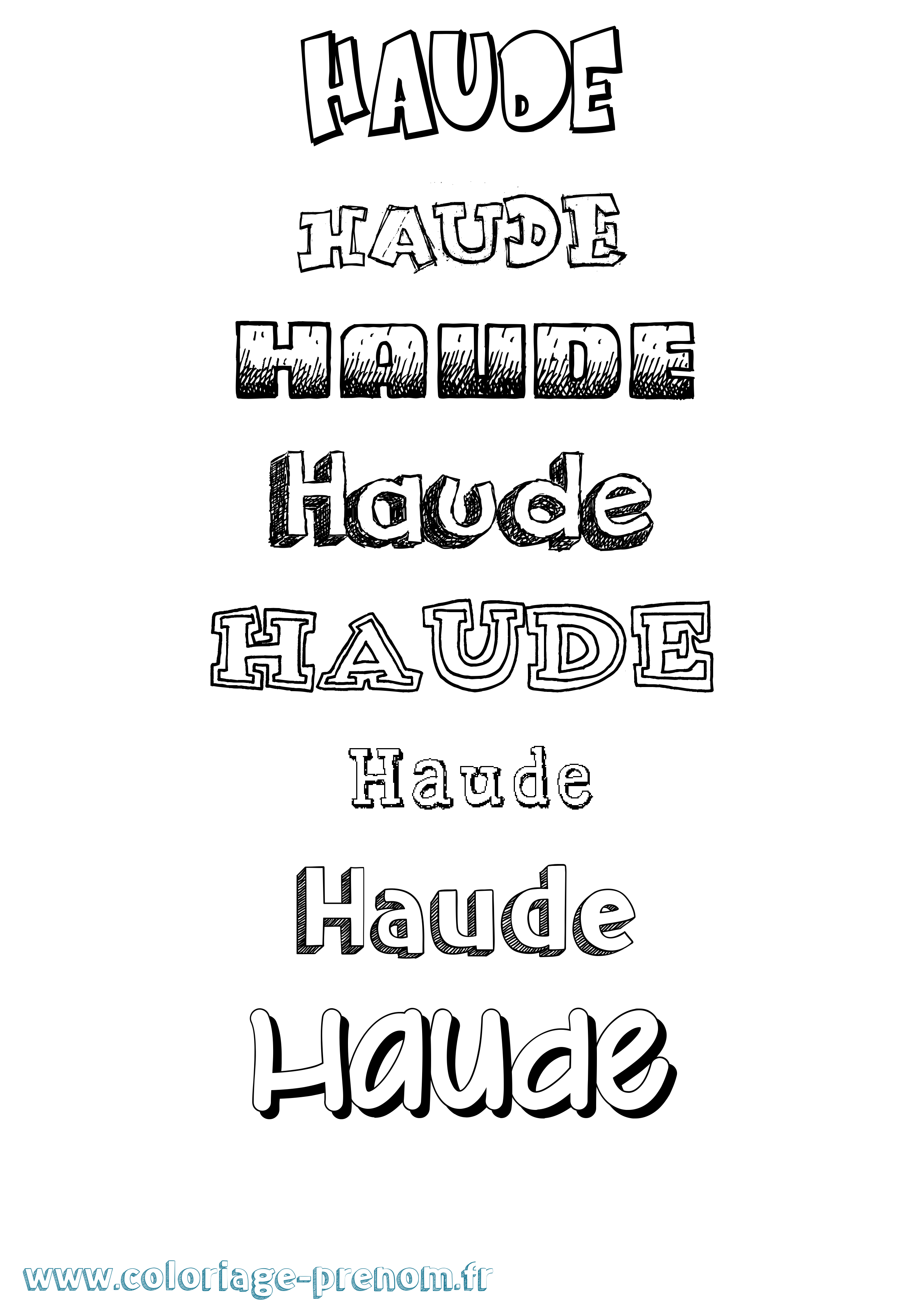Coloriage Haude Dessiné Coloriage prénom Haude Dessiné