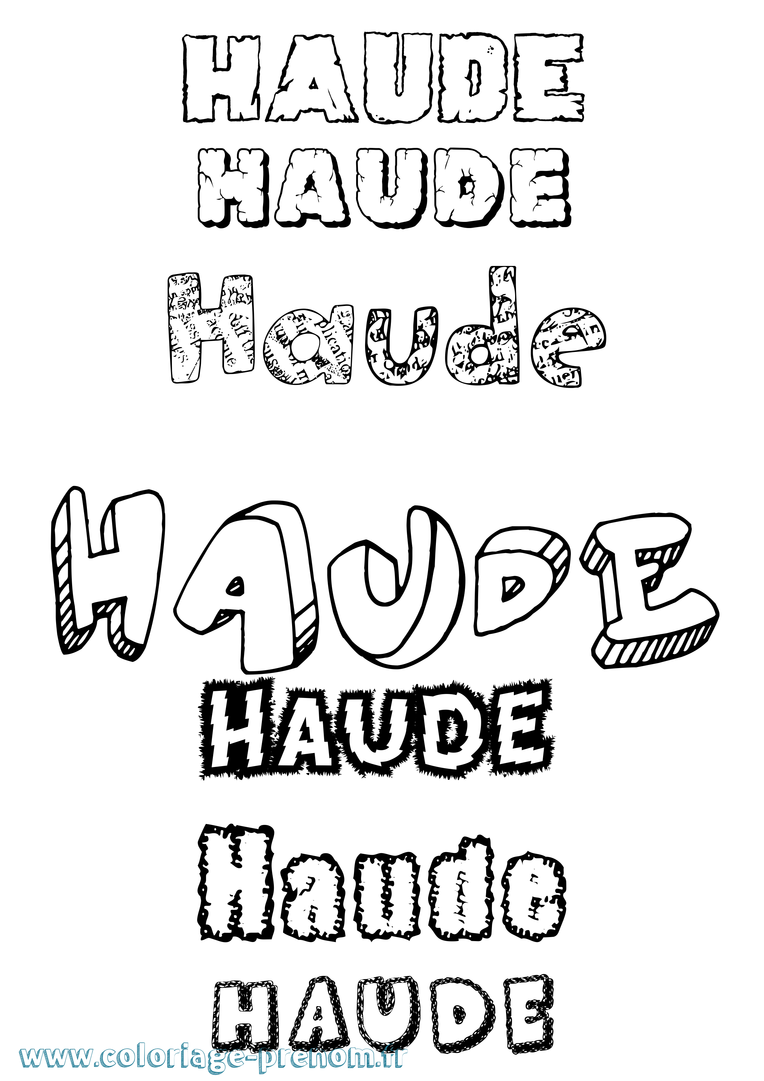 Coloriage Haude Destructuré Coloriage prénom Haude Destructuré