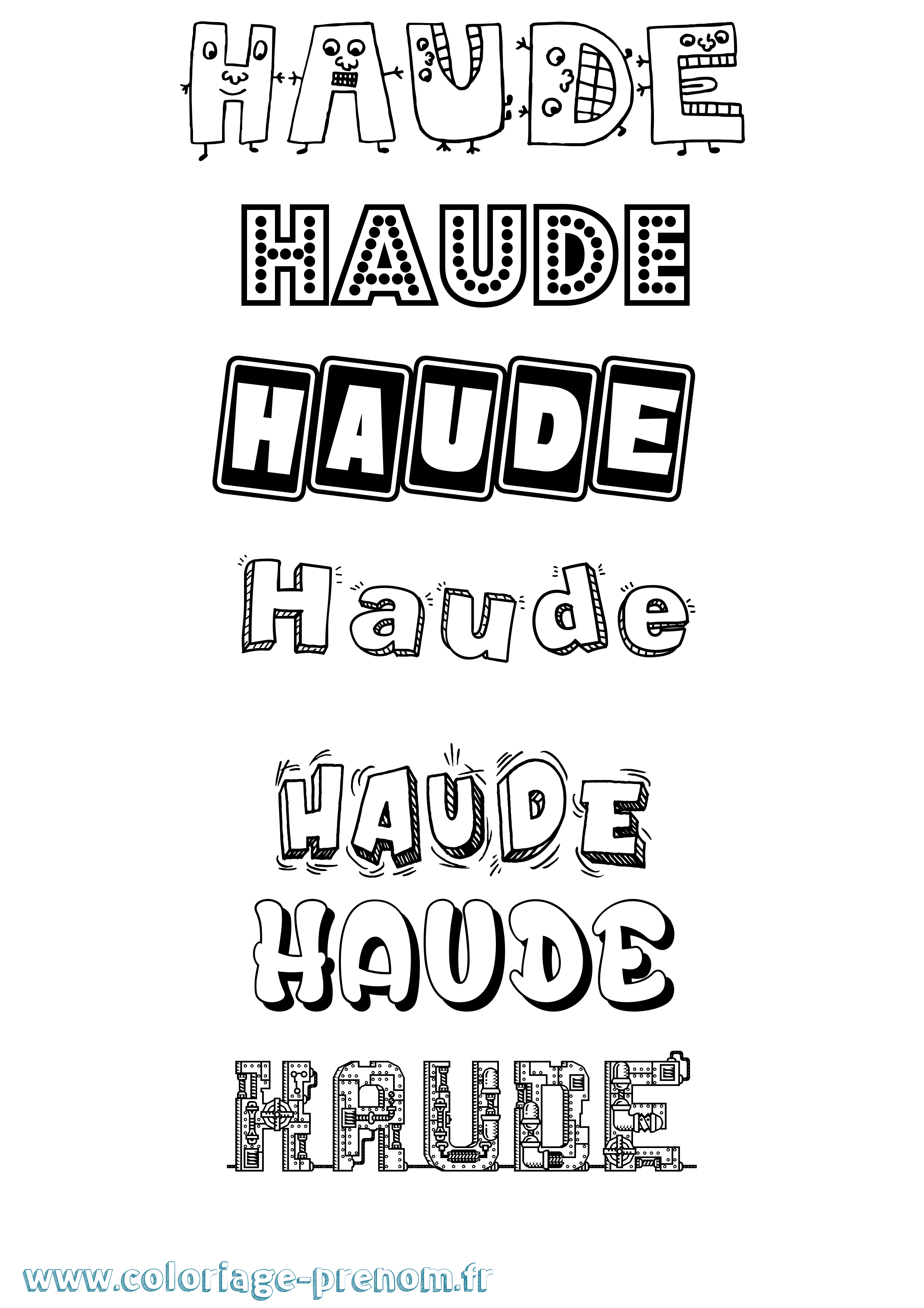 Coloriage Haude Fun Coloriage prénom Haude Fun
