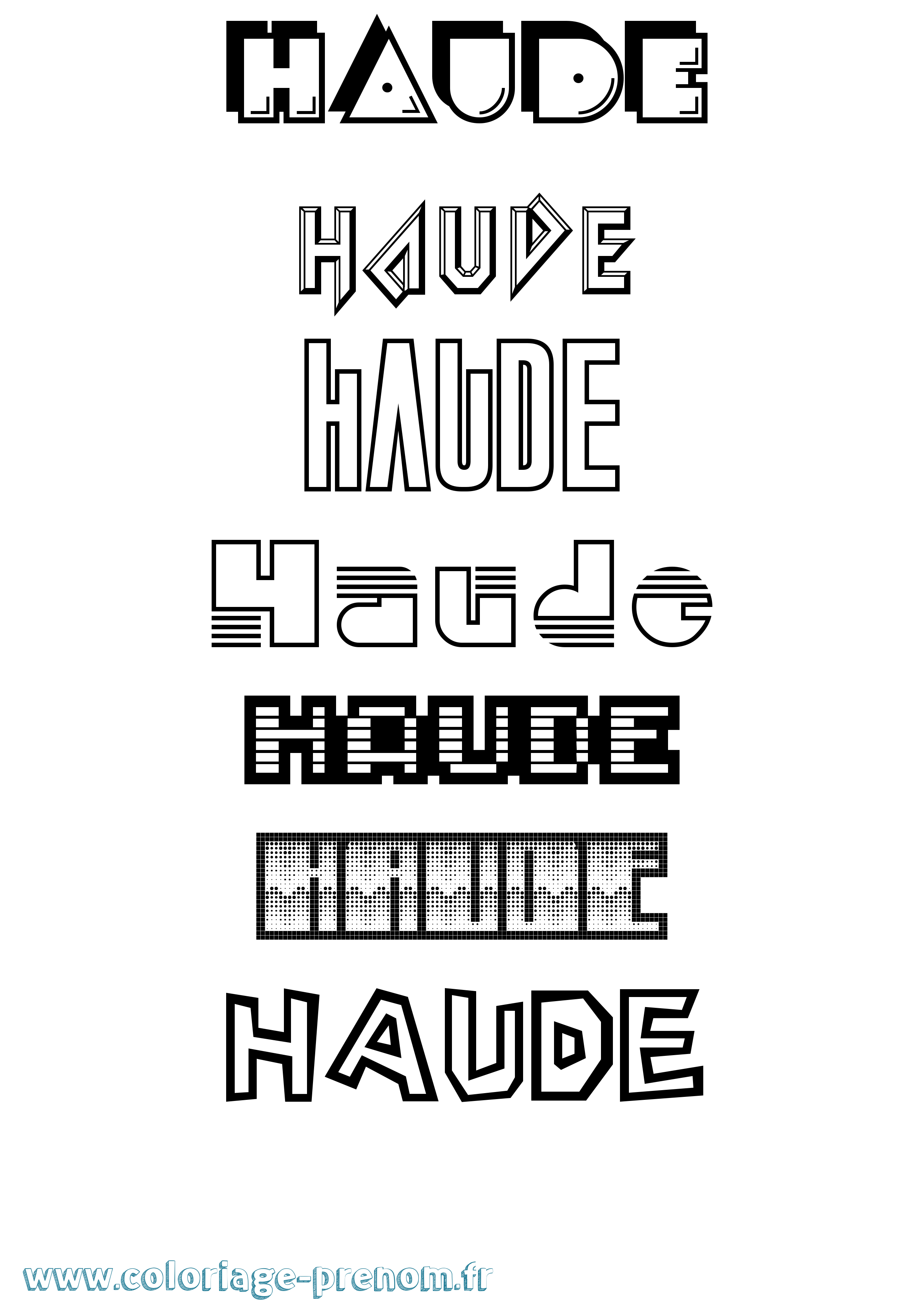 Coloriage Haude Jeux Vidéos Coloriage prénom Haude Jeux Vidéos