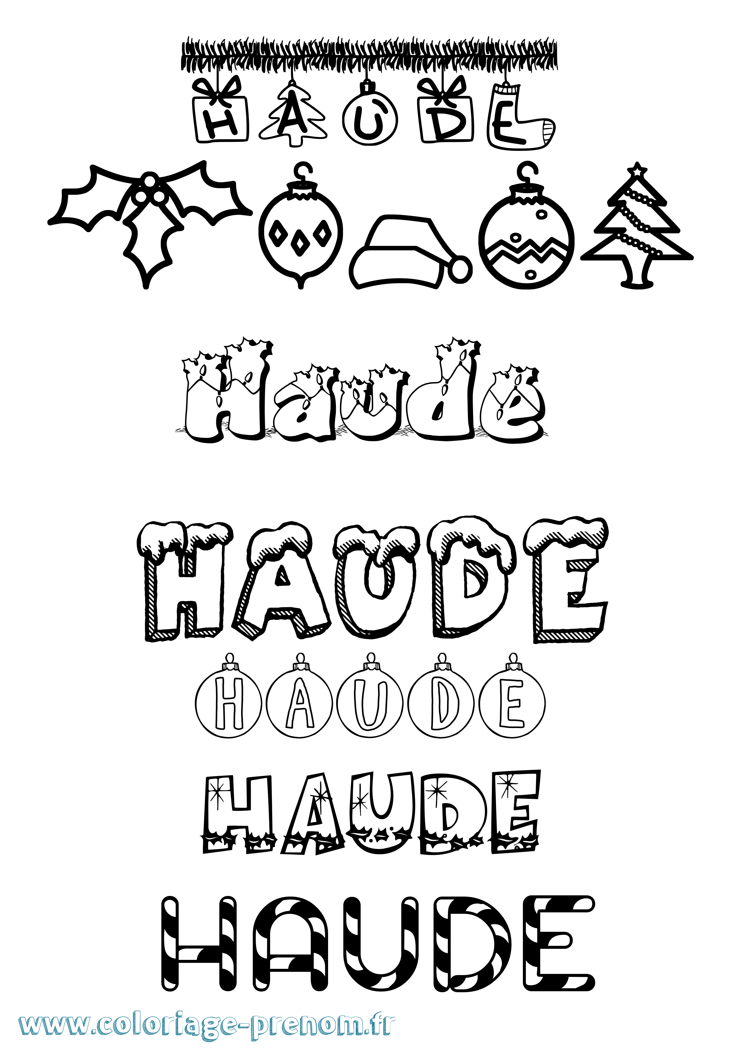 Coloriage Haude Noël Coloriage prénom Haude Noël