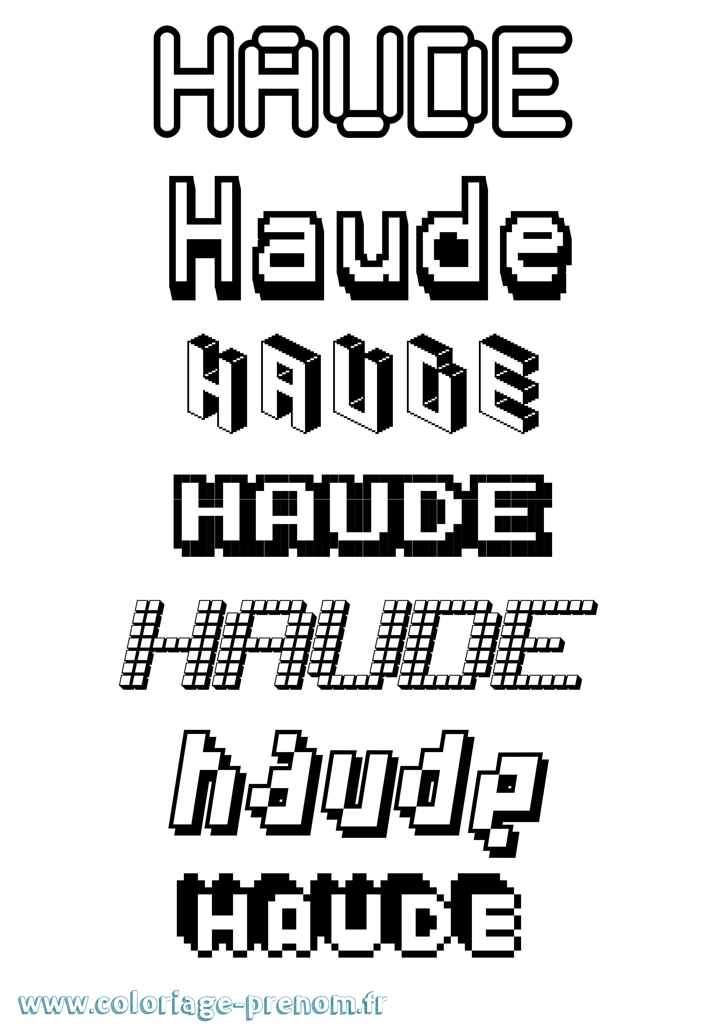 Coloriage Haude Pixel Coloriage prénom Haude Pixel