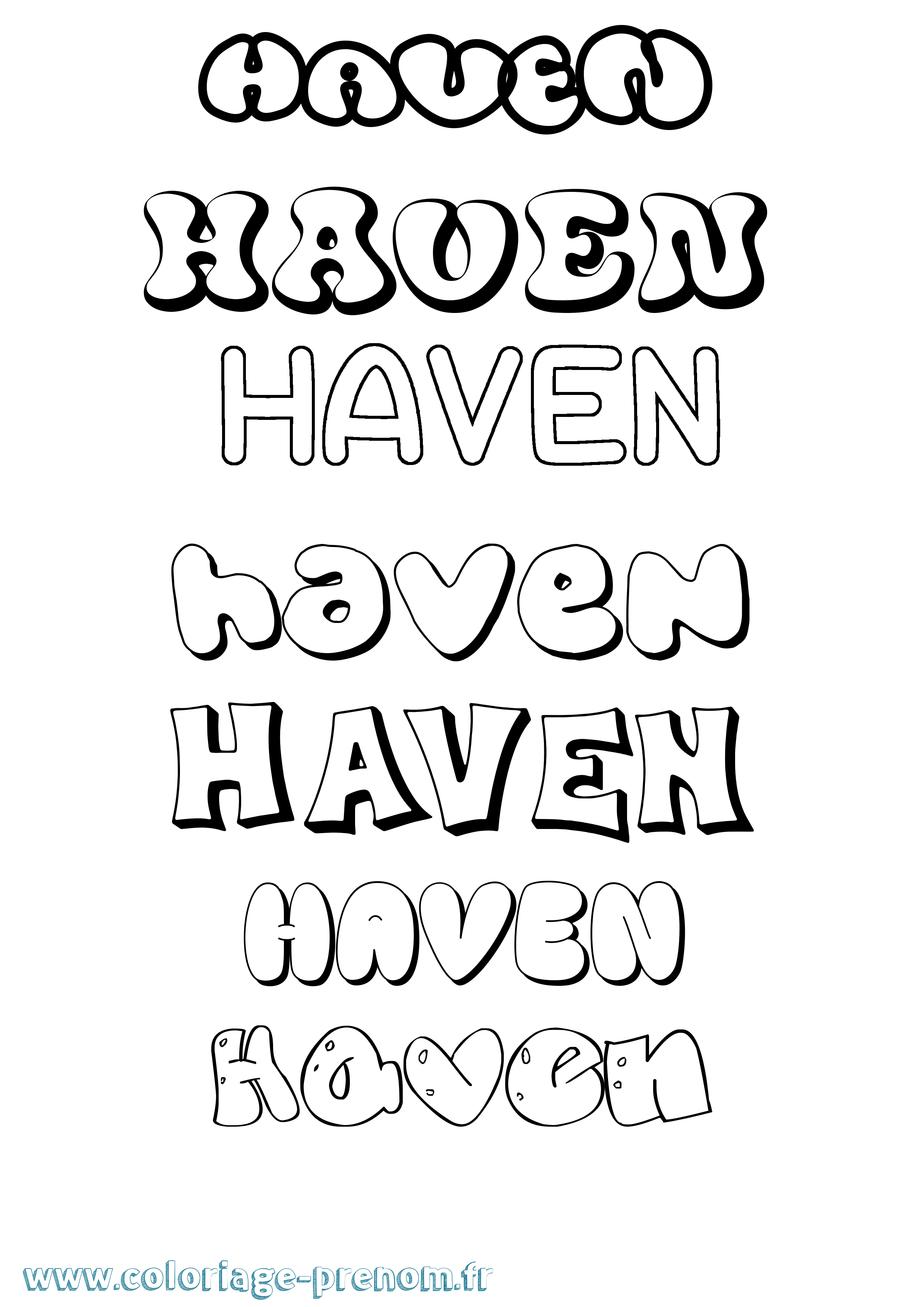 Coloriage Haven Bubble Coloriage prénom Haven Bubble