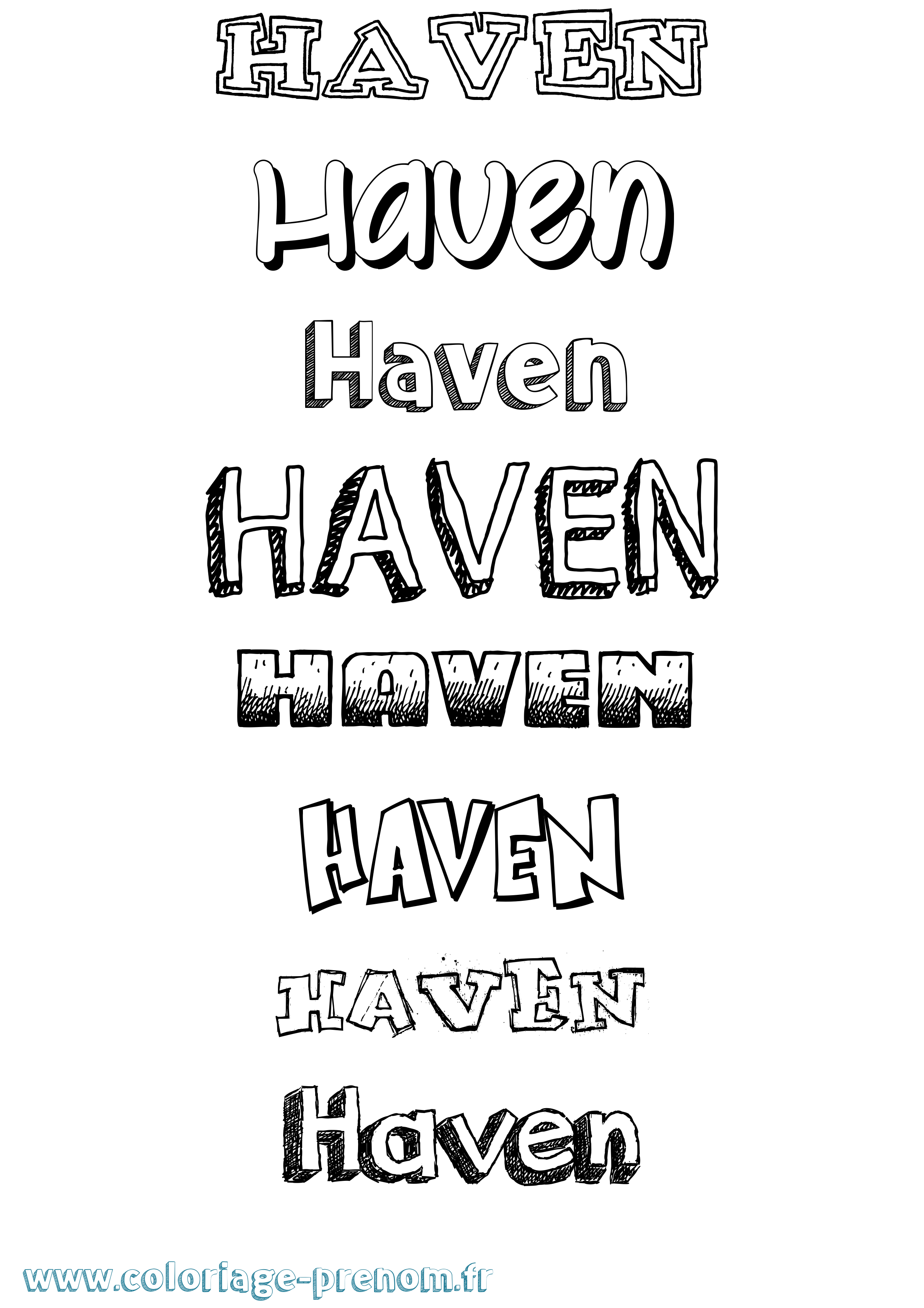 Coloriage Haven Dessiné Coloriage prénom Haven Dessiné