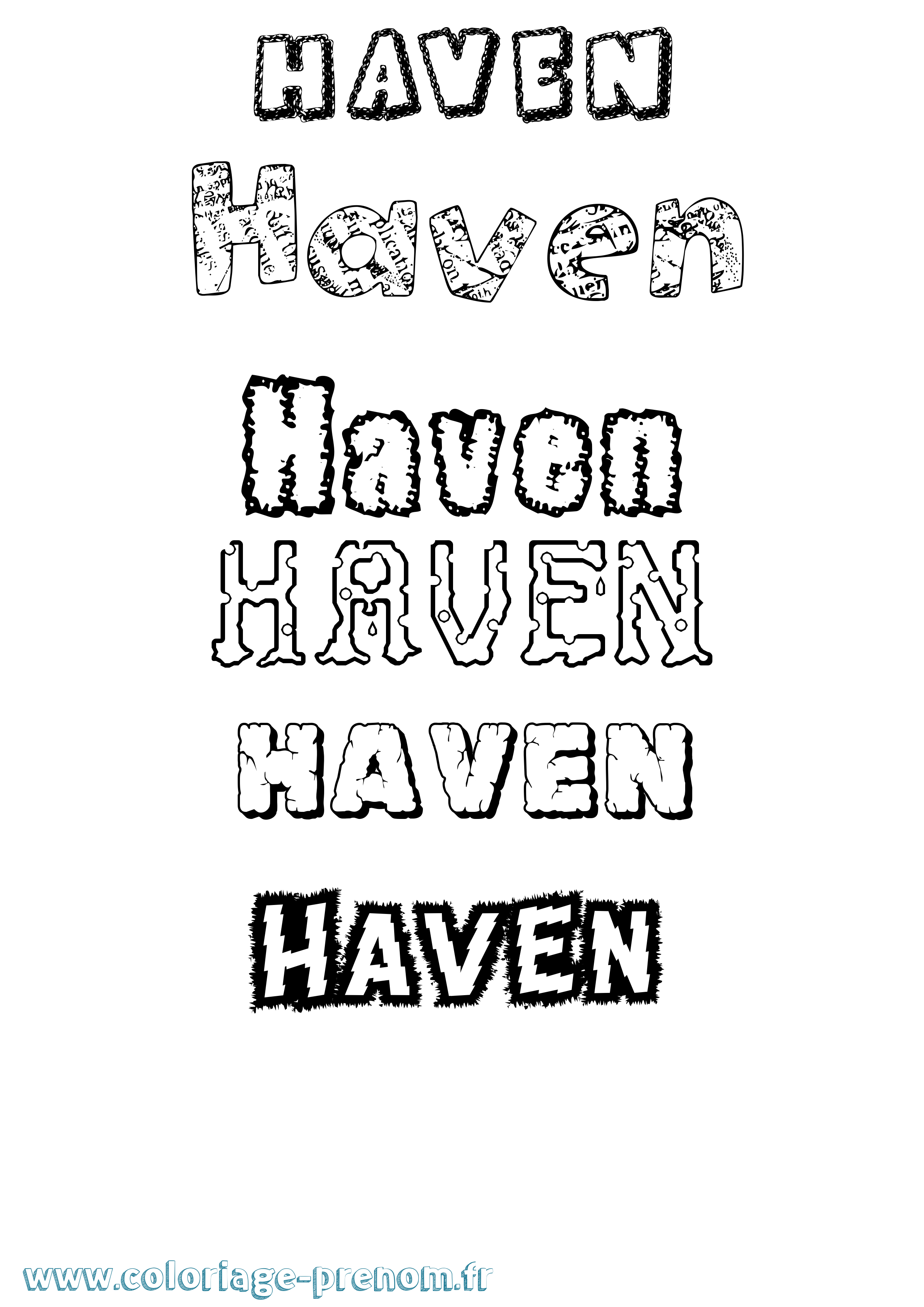 Coloriage Haven Destructuré Coloriage prénom Haven Destructuré
