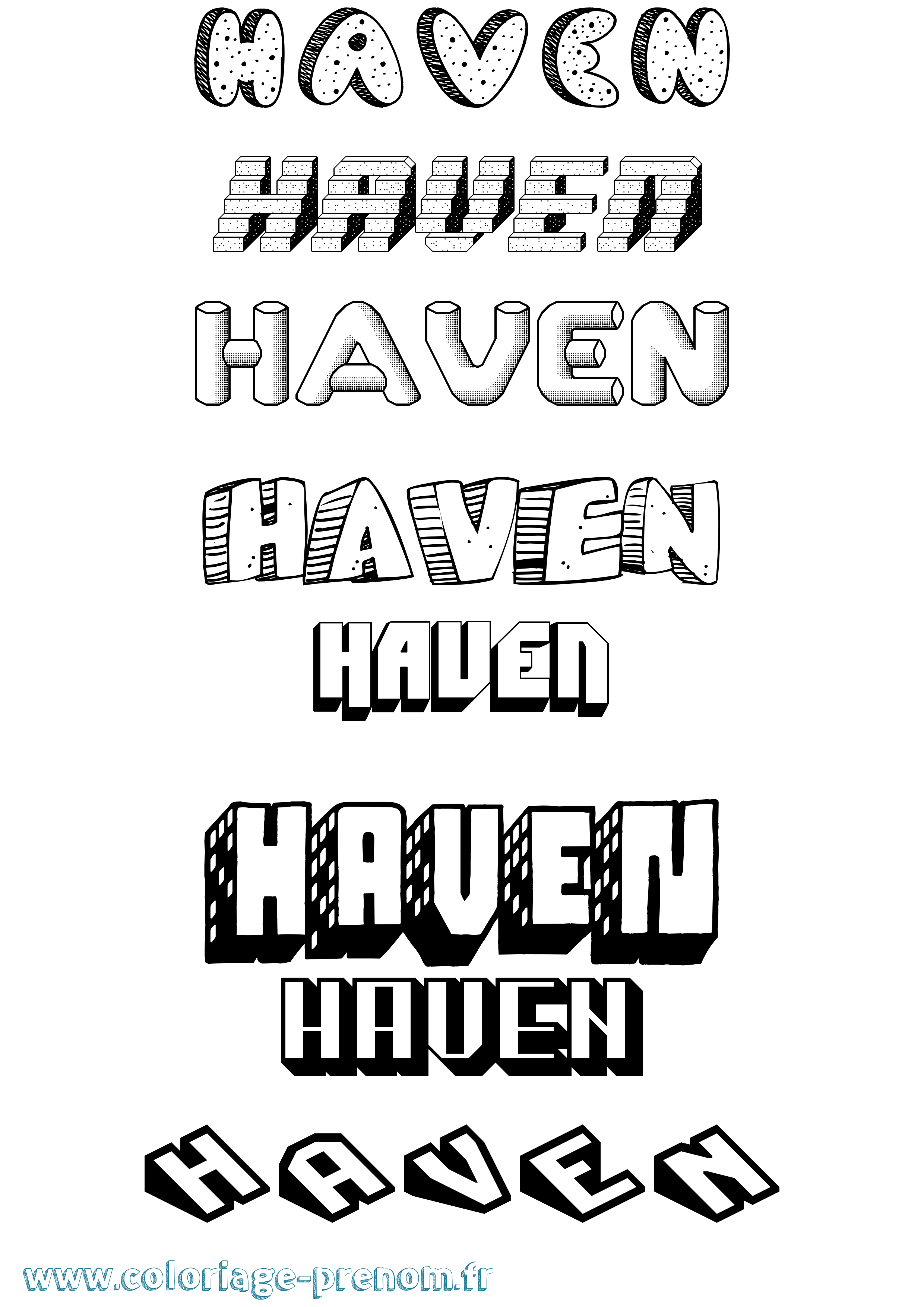 Coloriage Haven Effet 3D Coloriage prénom Haven Effet 3D