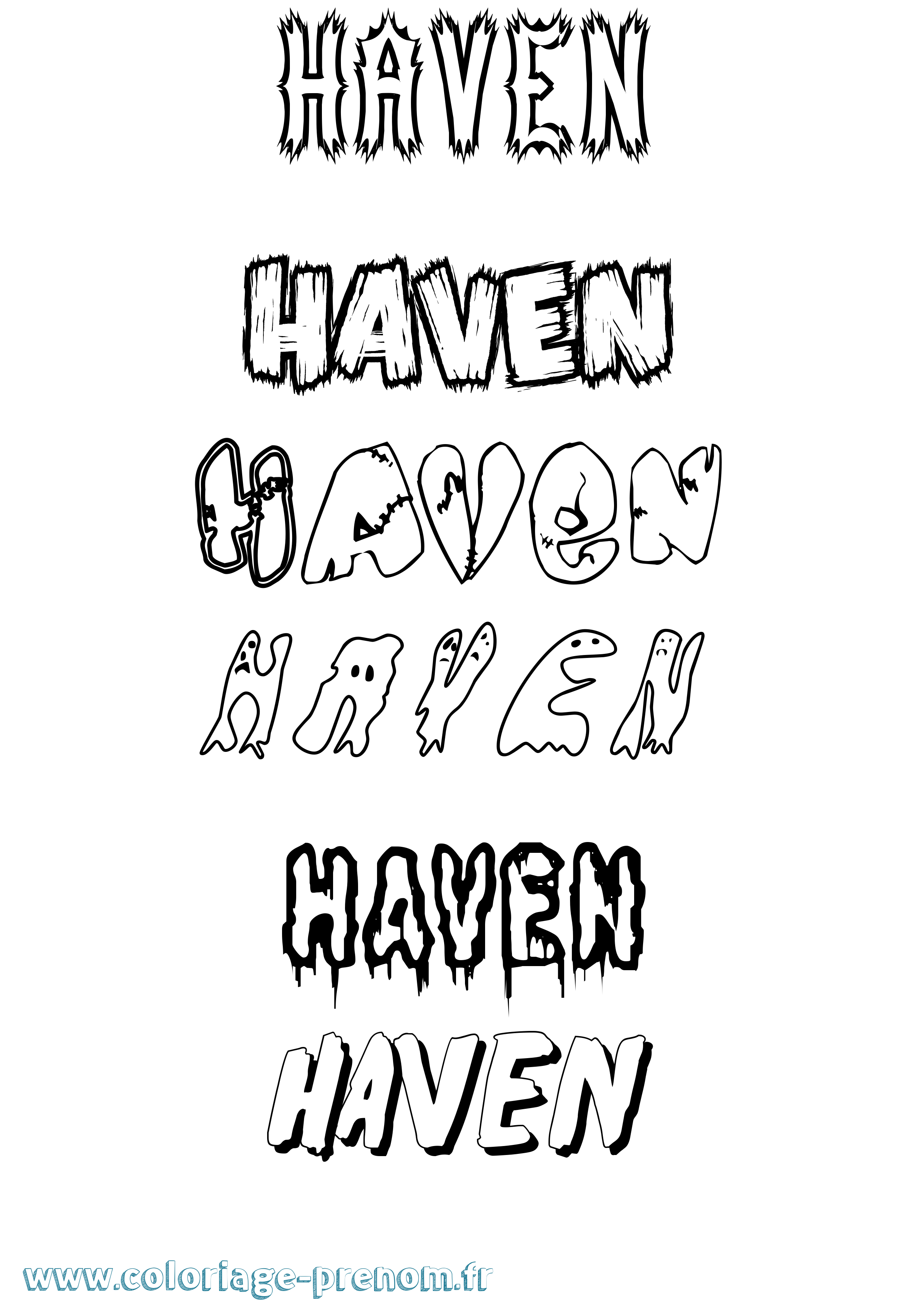 Coloriage Haven Frisson Coloriage prénom Haven Frisson