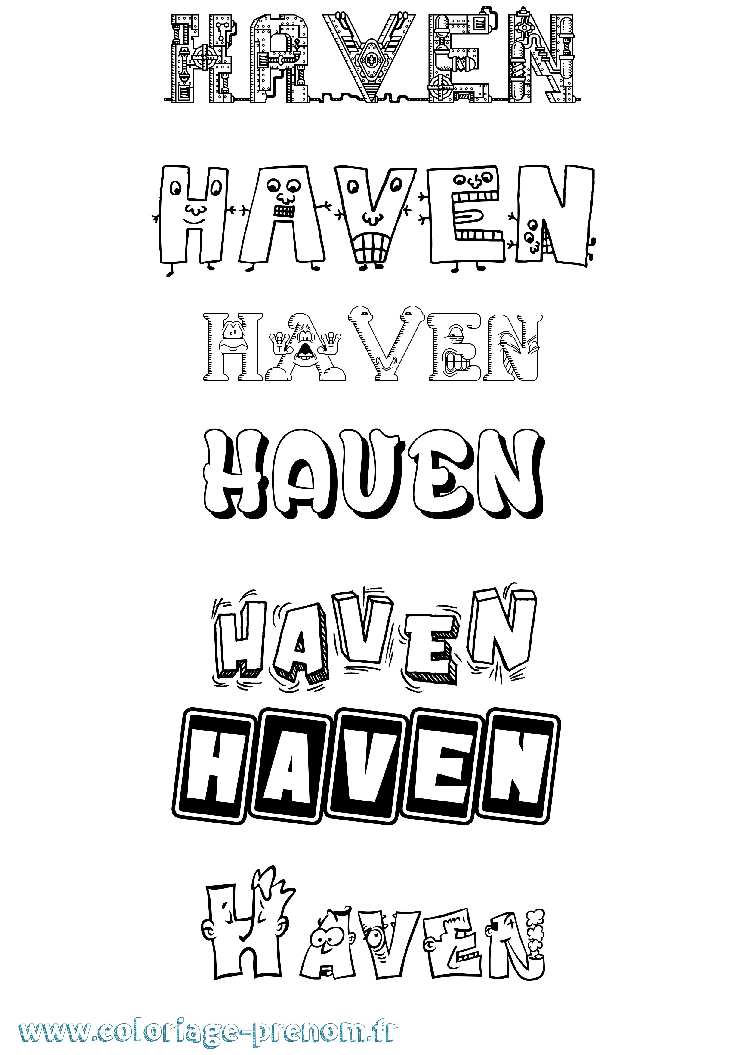 Coloriage Haven Fun Coloriage prénom Haven Fun