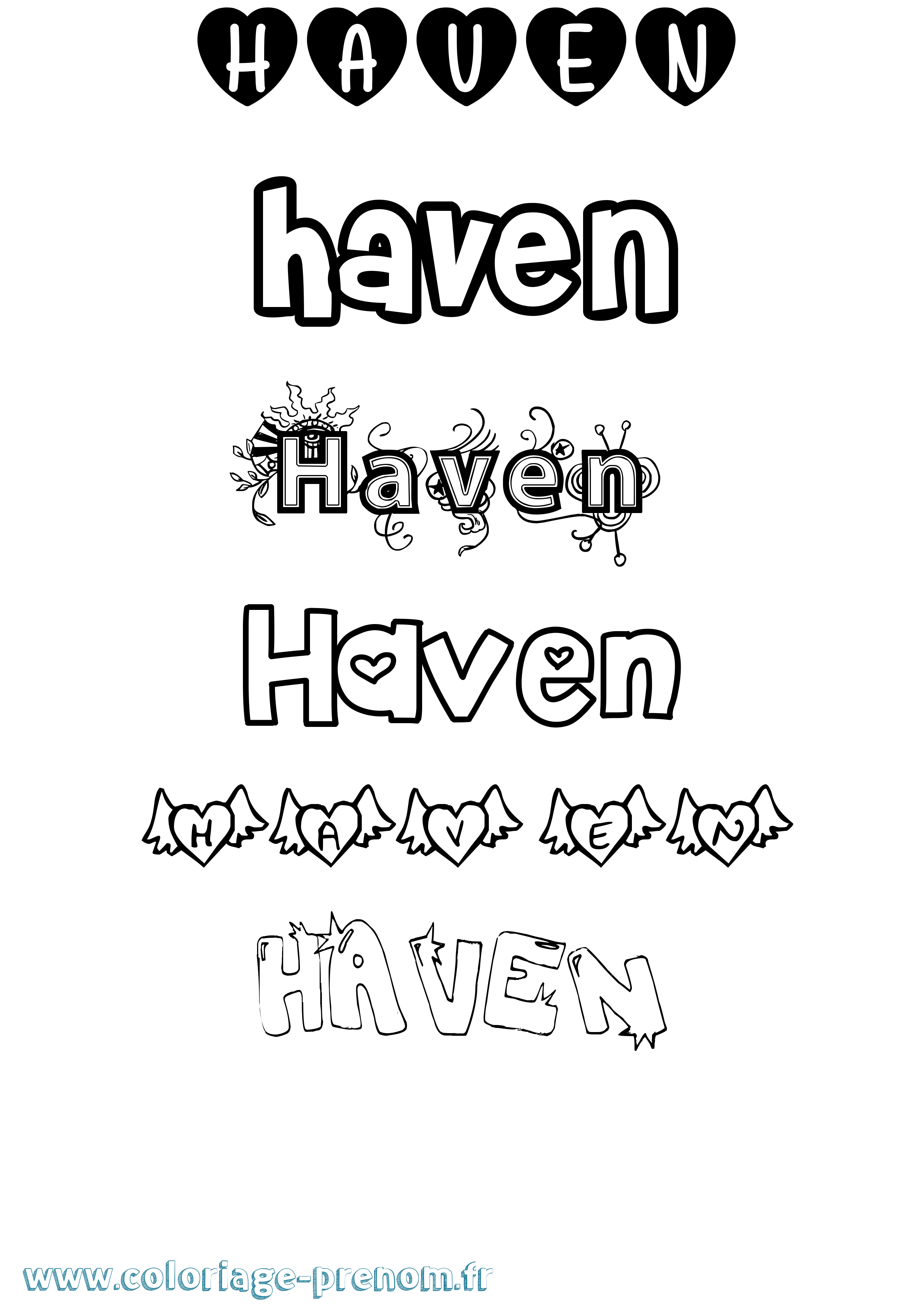 Coloriage Haven Girly Coloriage prénom Haven Girly
