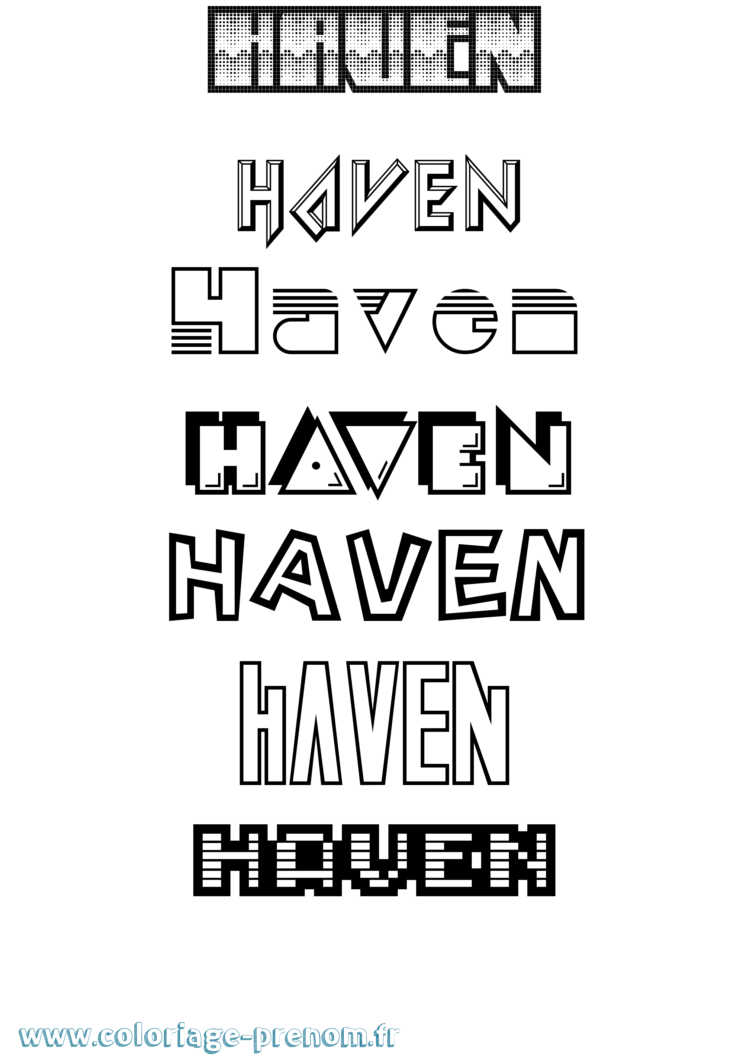 Coloriage Haven Jeux Vidéos Coloriage prénom Haven Jeux Vidéos