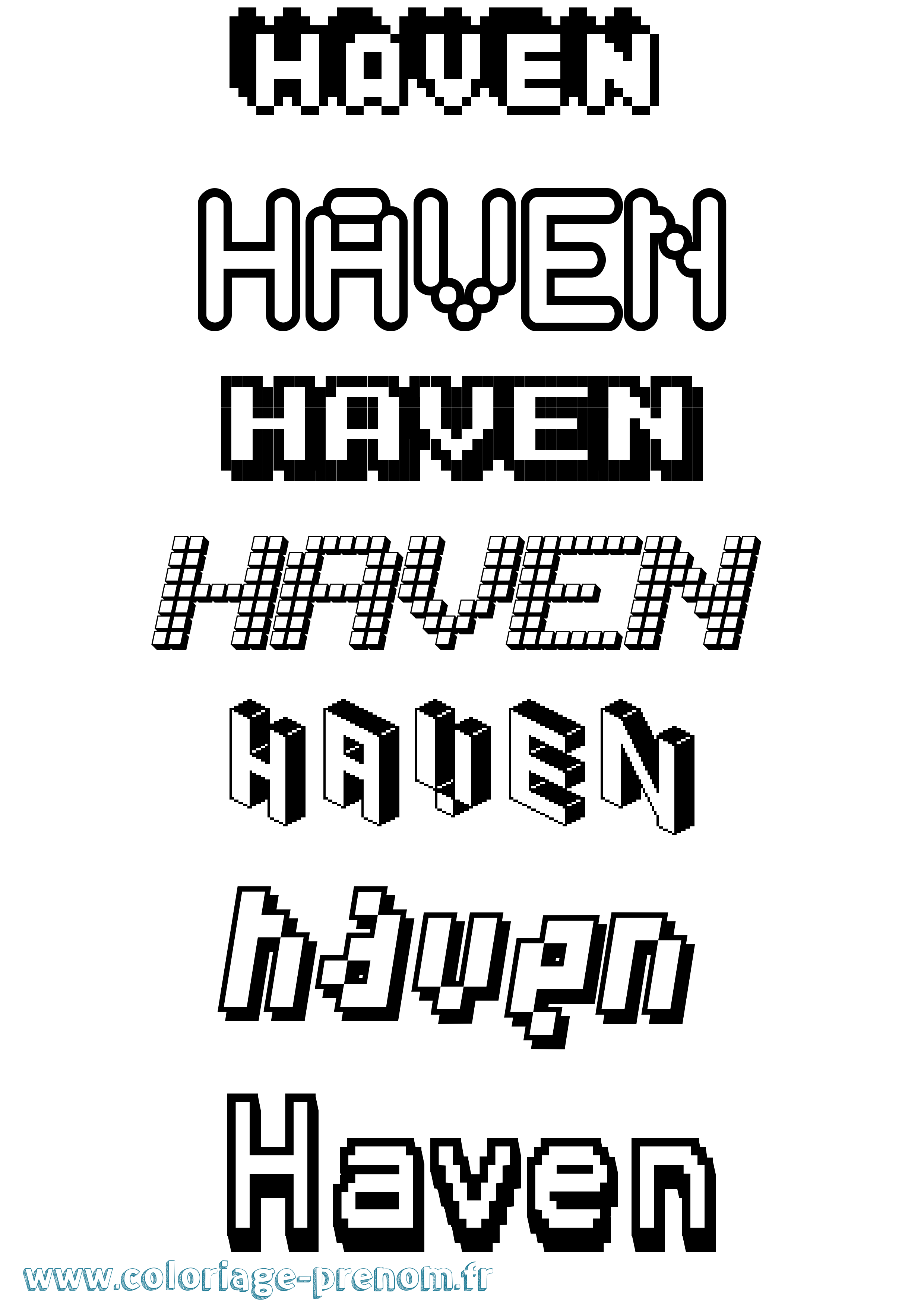 Coloriage Haven Pixel Coloriage prénom Haven Pixel