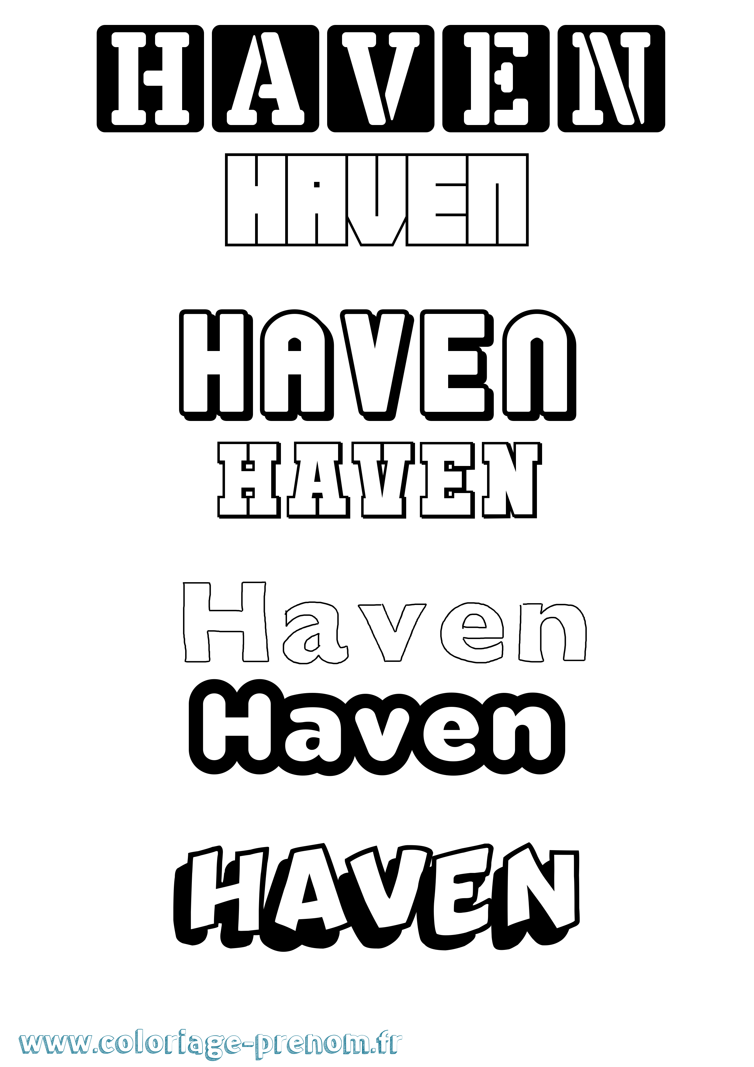 Coloriage Haven Simple Coloriage prénom Haven Simple