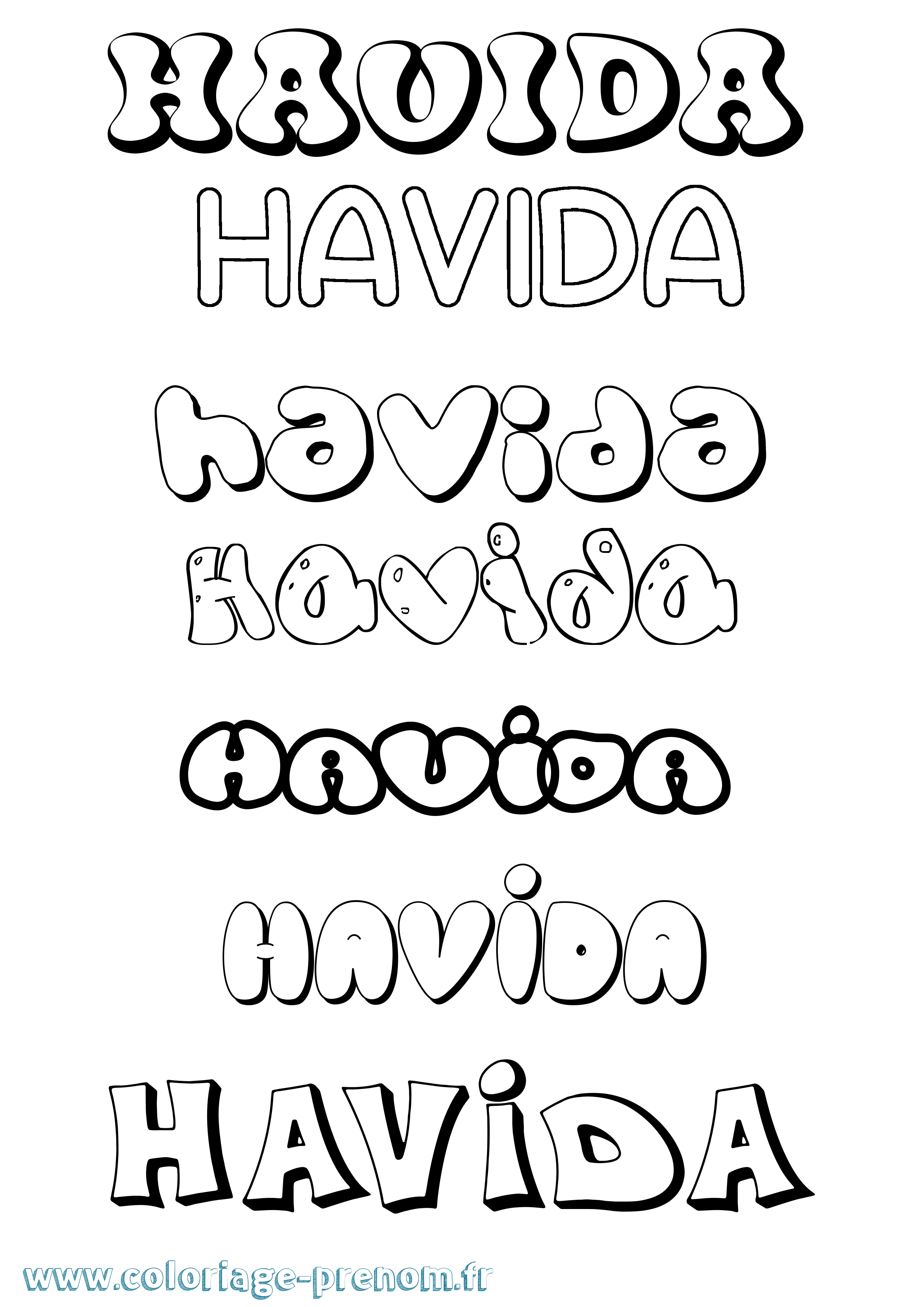 Coloriage Havida Bubble Coloriage prénom Havida Bubble