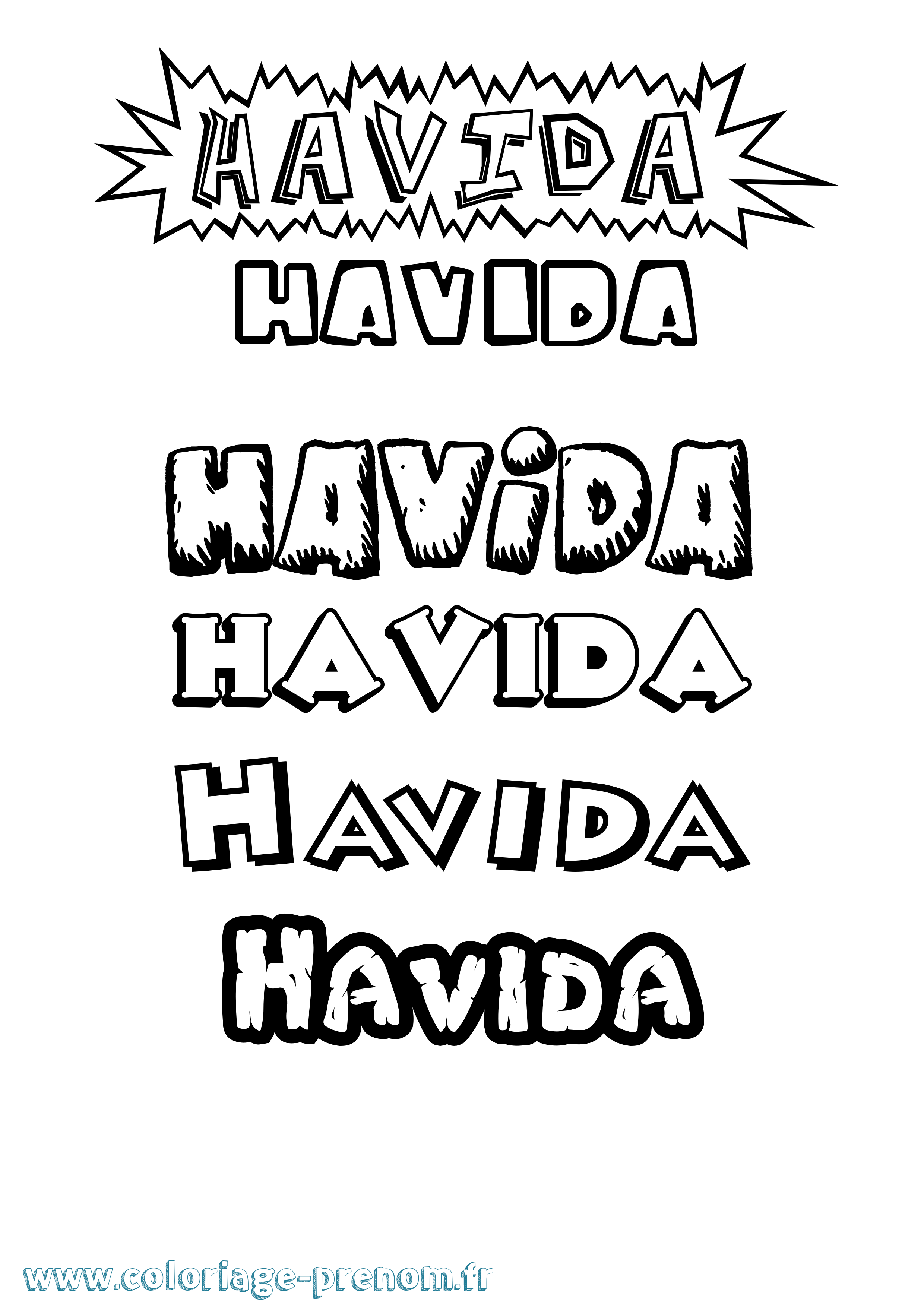 Coloriage Havida Dessin Animé Coloriage prénom Havida Dessin Animé