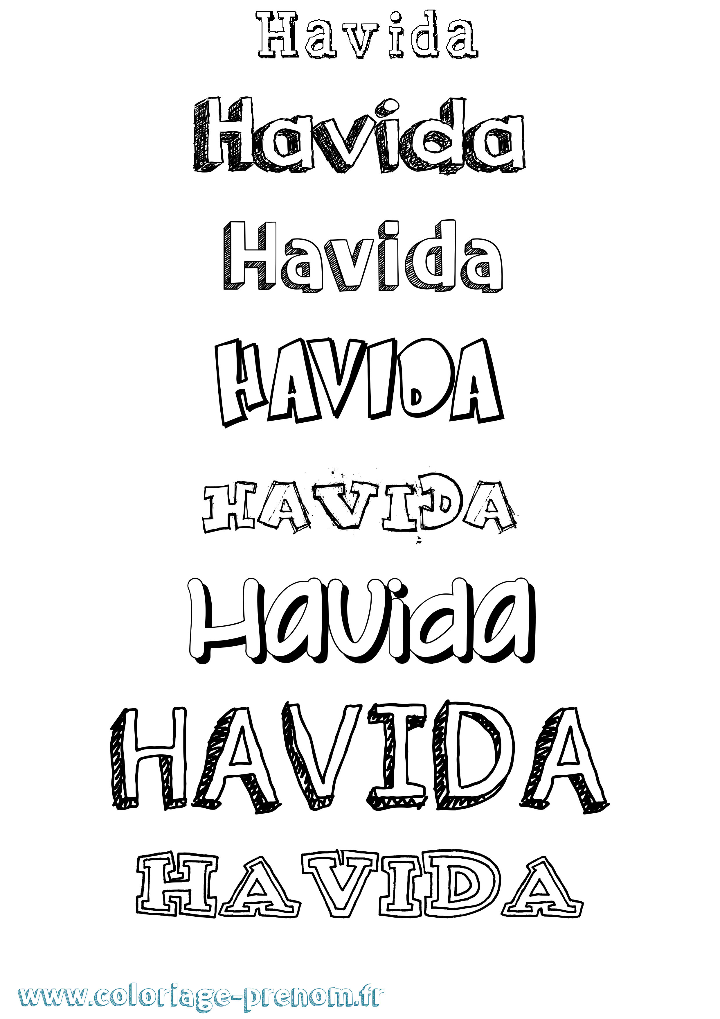 Coloriage Havida Dessiné Coloriage prénom Havida Dessiné