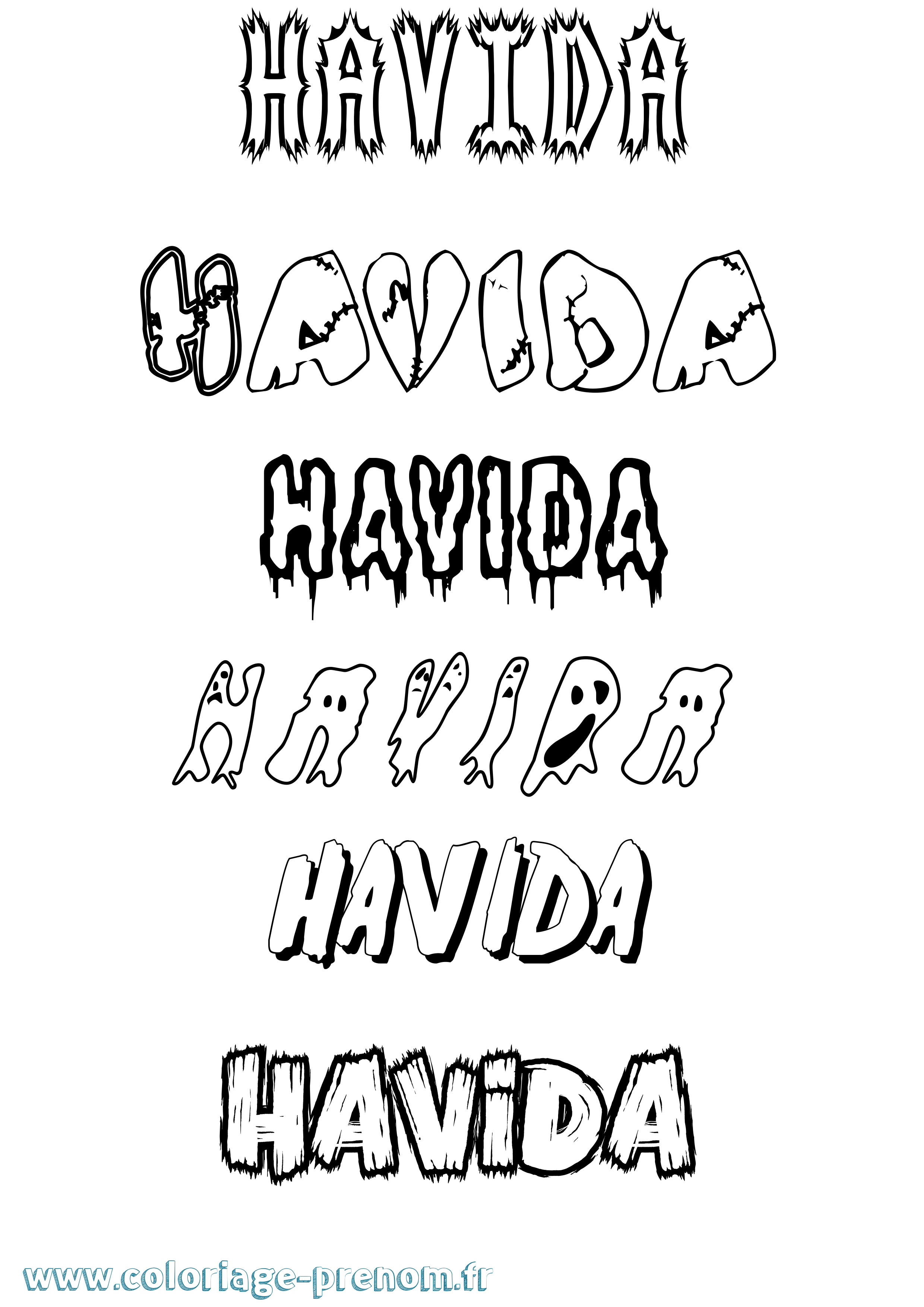 Coloriage Havida Frisson Coloriage prénom Havida Frisson