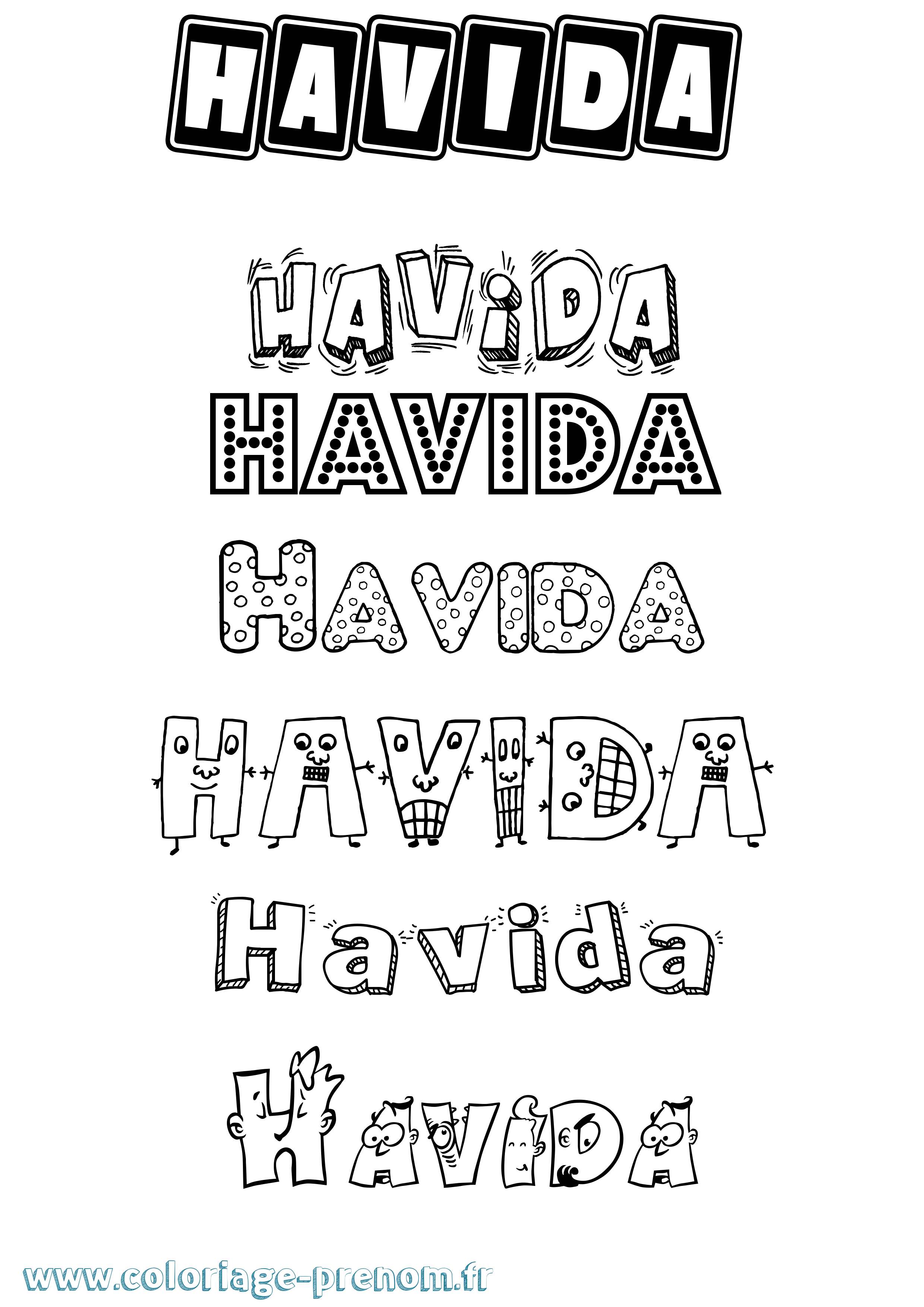 Coloriage Havida Fun Coloriage prénom Havida Fun