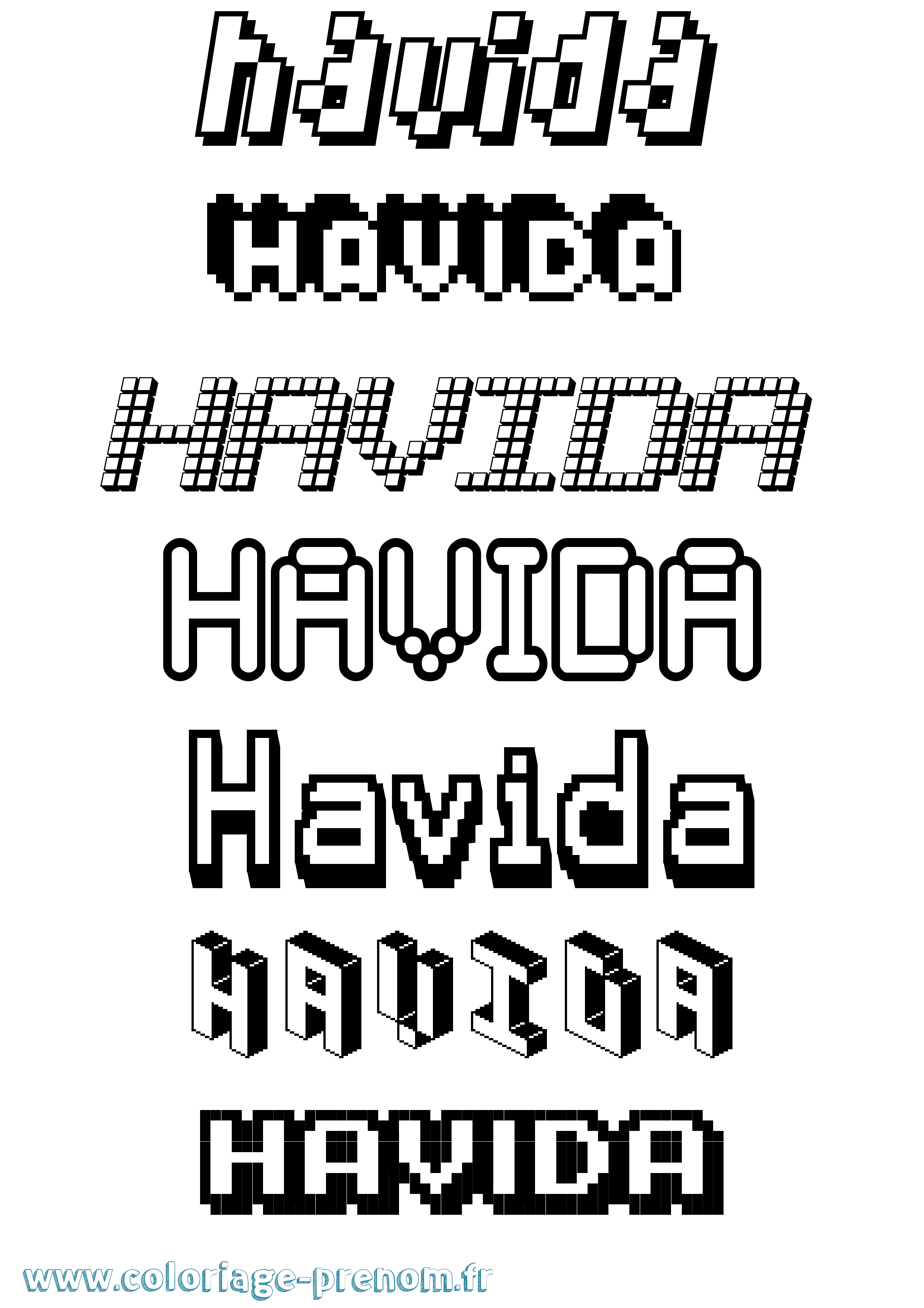 Coloriage Havida Pixel Coloriage prénom Havida Pixel