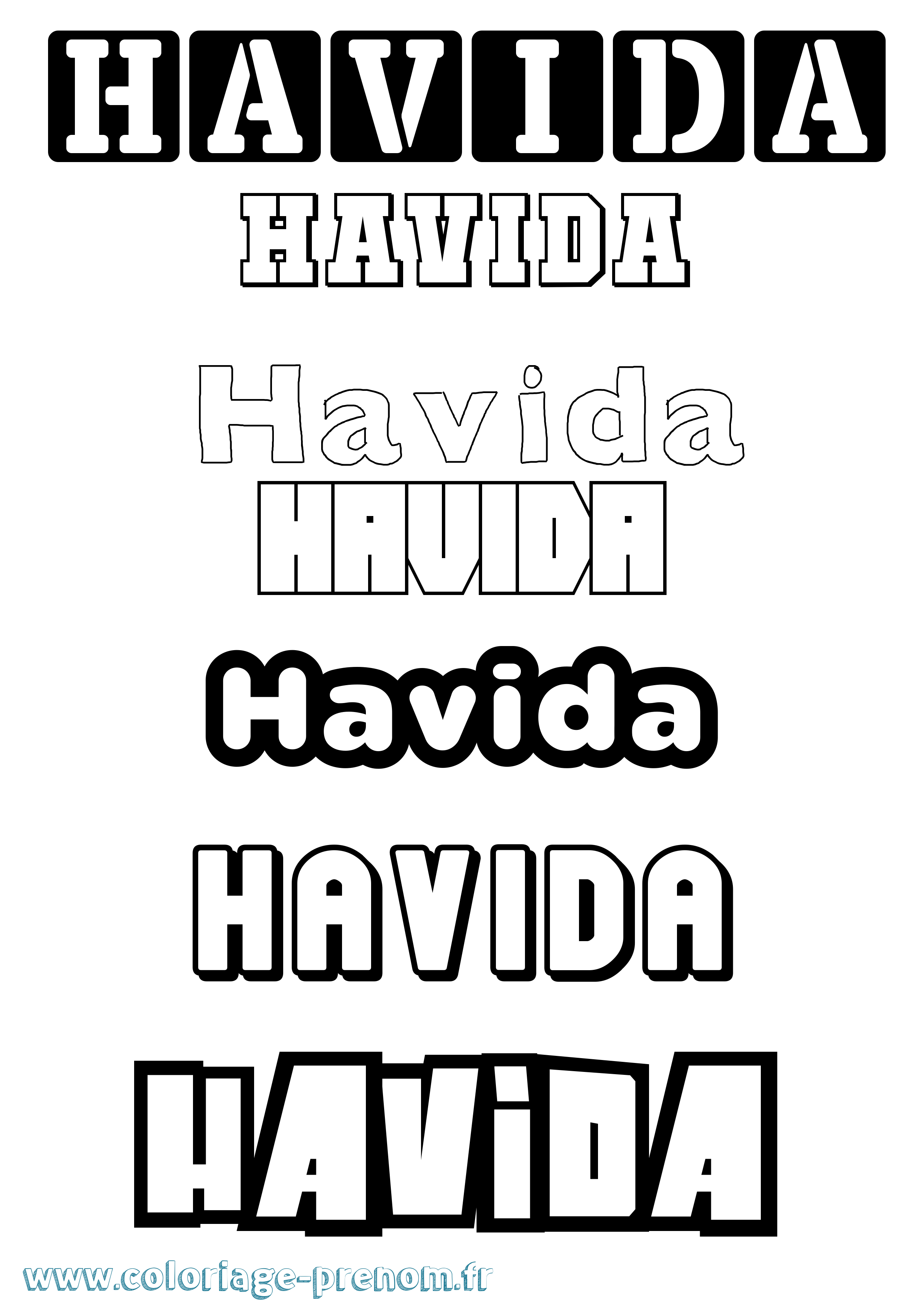Coloriage Havida Simple Coloriage prénom Havida Simple
