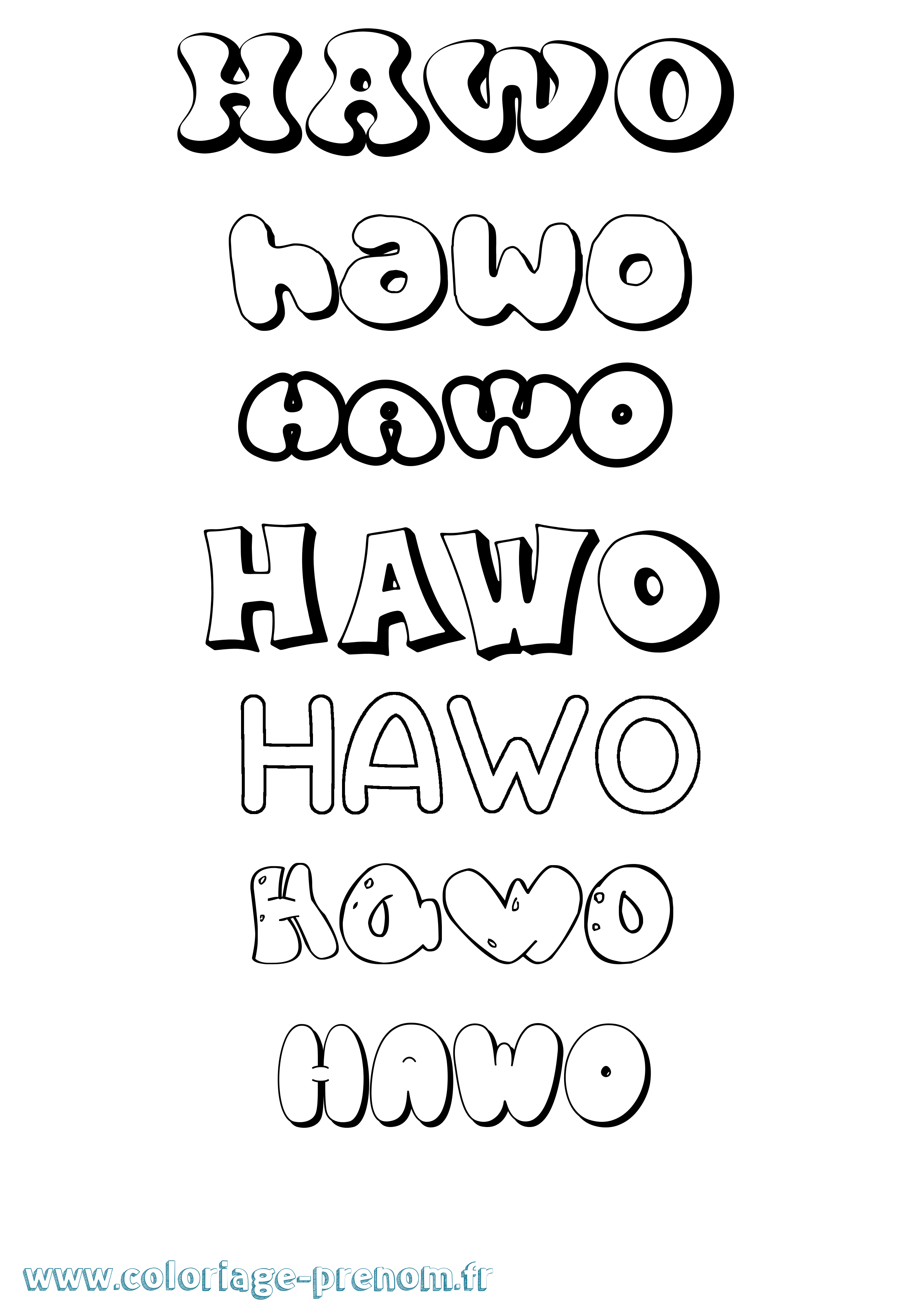 Coloriage Hawo Bubble Coloriage prénom Hawo Bubble