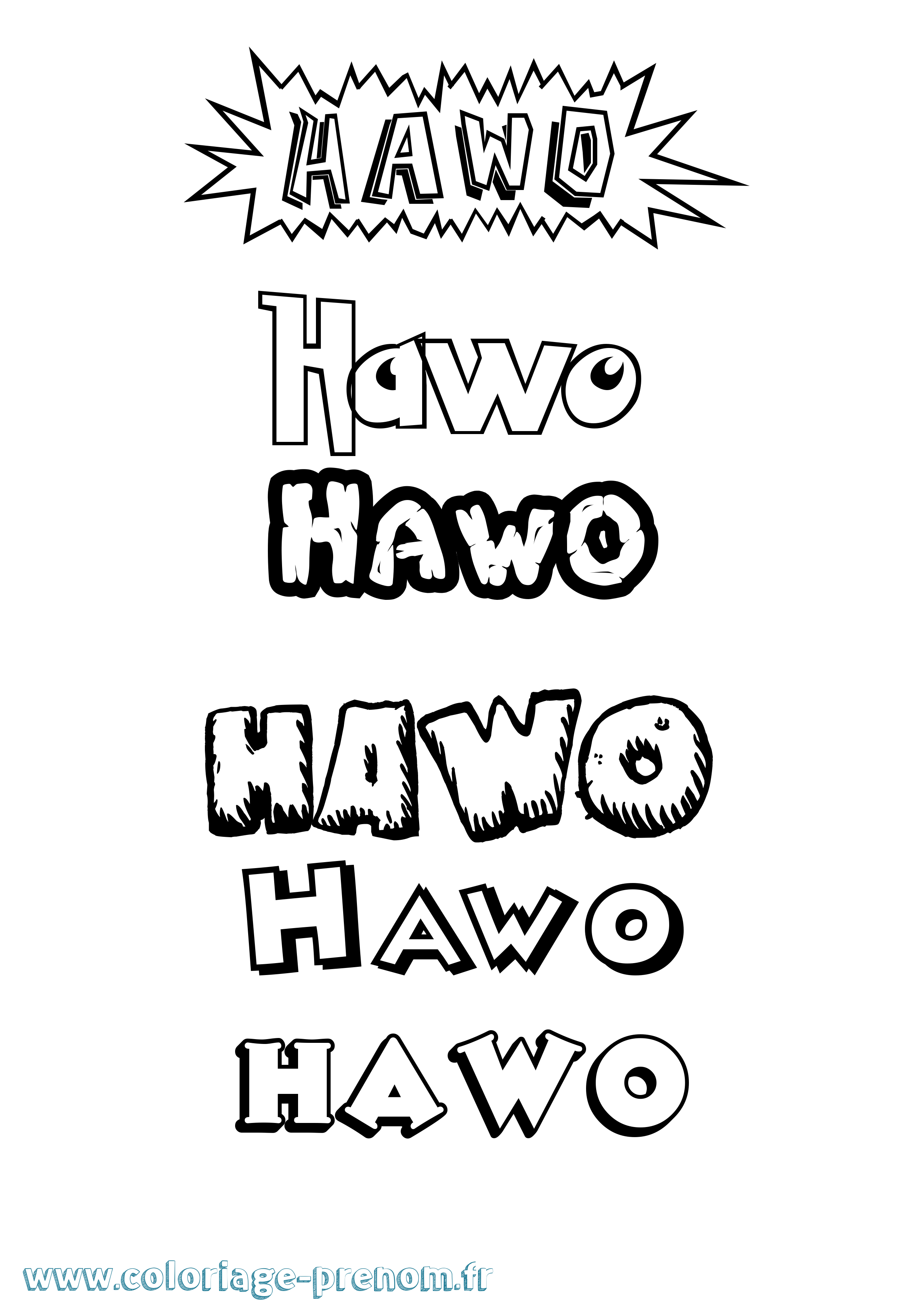 Coloriage Hawo Dessin Animé Coloriage prénom Hawo Dessin Animé