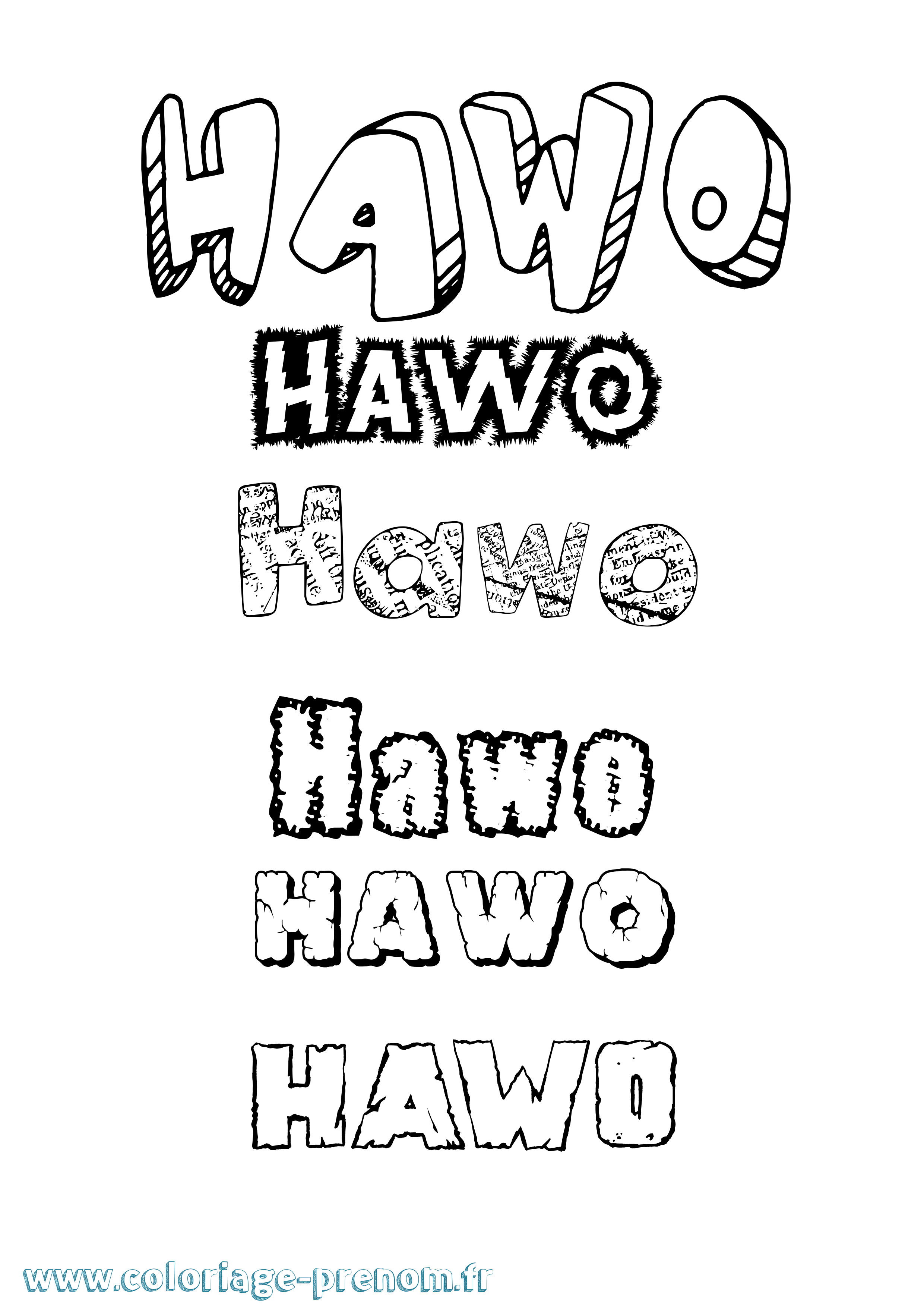 Coloriage Hawo Destructuré Coloriage prénom Hawo Destructuré
