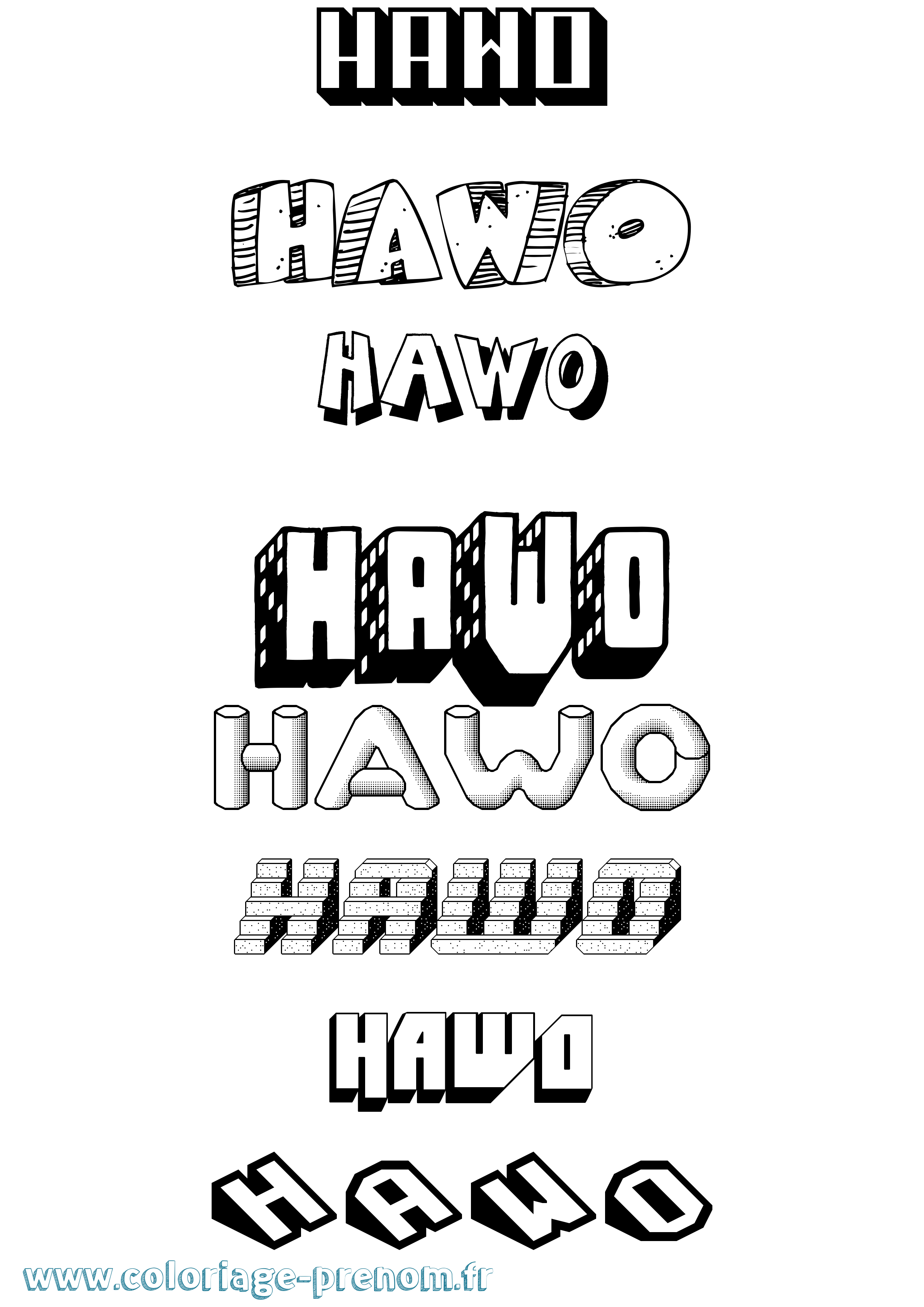 Coloriage Hawo Effet 3D Coloriage prénom Hawo Effet 3D